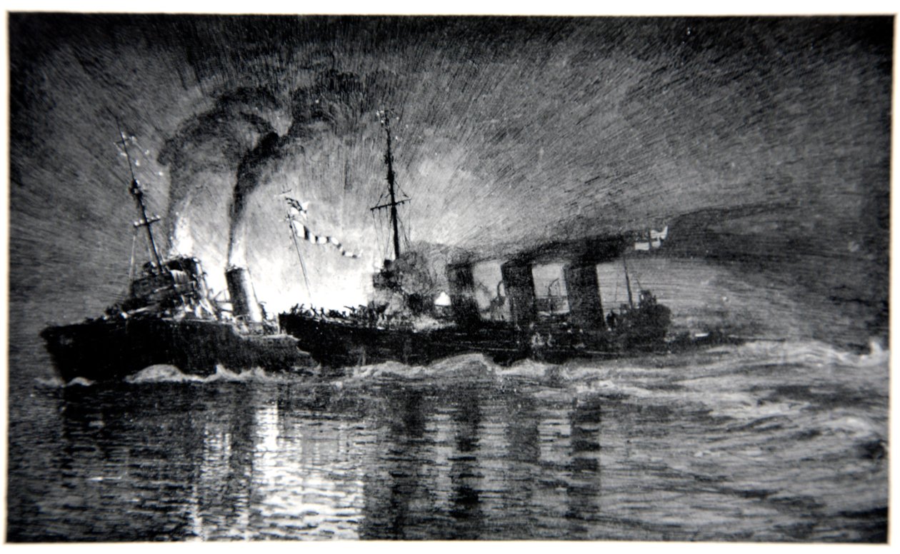 HMS Broke Ramming the German Destroyer, illustration from 