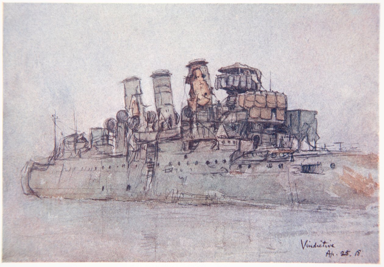H.M.S. Vindictive, April 25th 1918, illustration from 