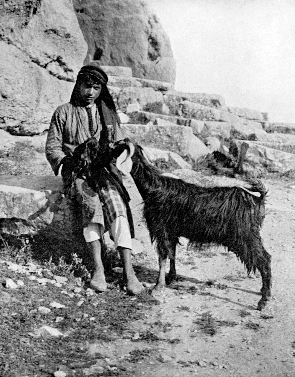 Arab boy and goat, Middle East, 1936 by Donald McLeish