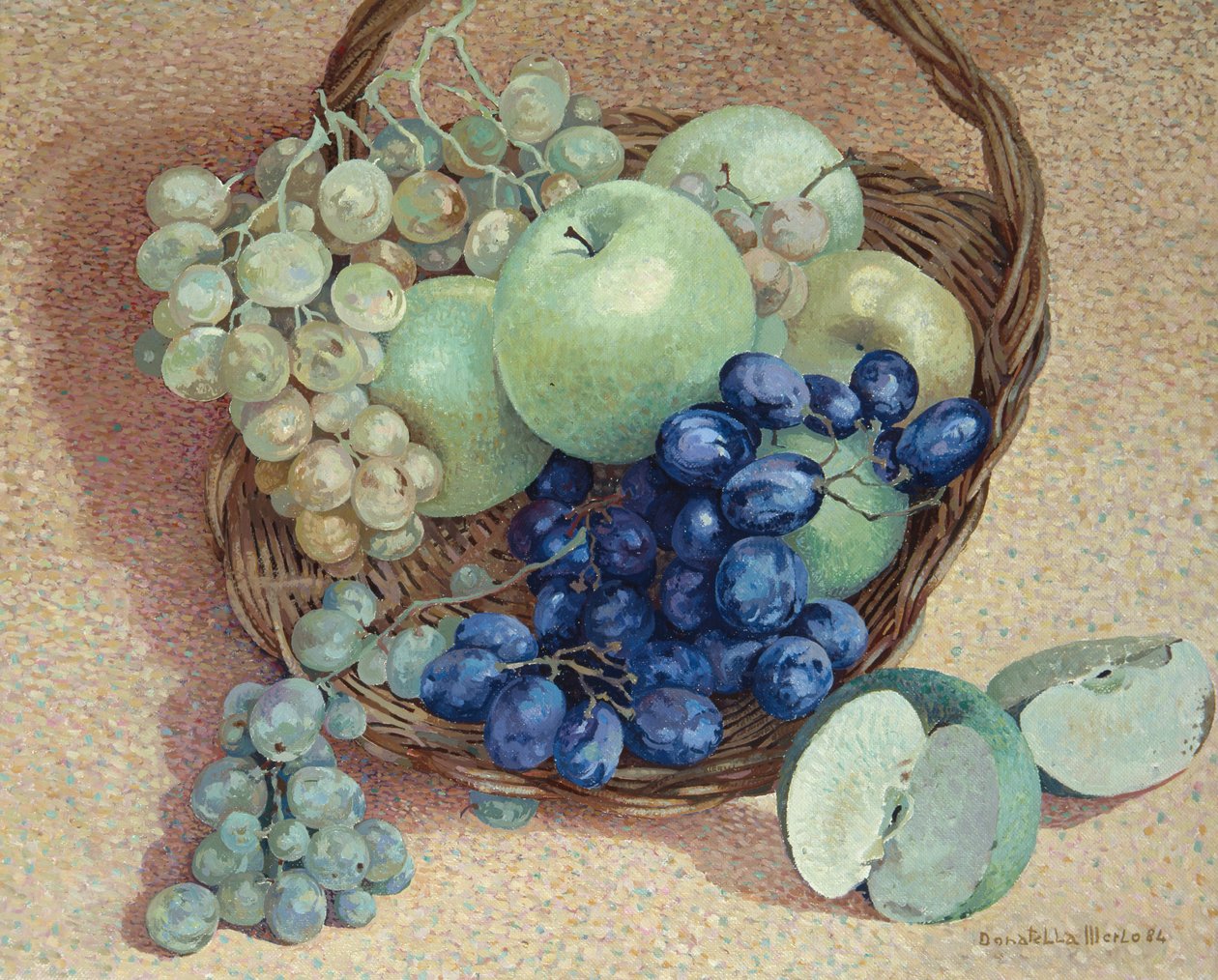 Basket of grapes and apples by Donatella Merlo