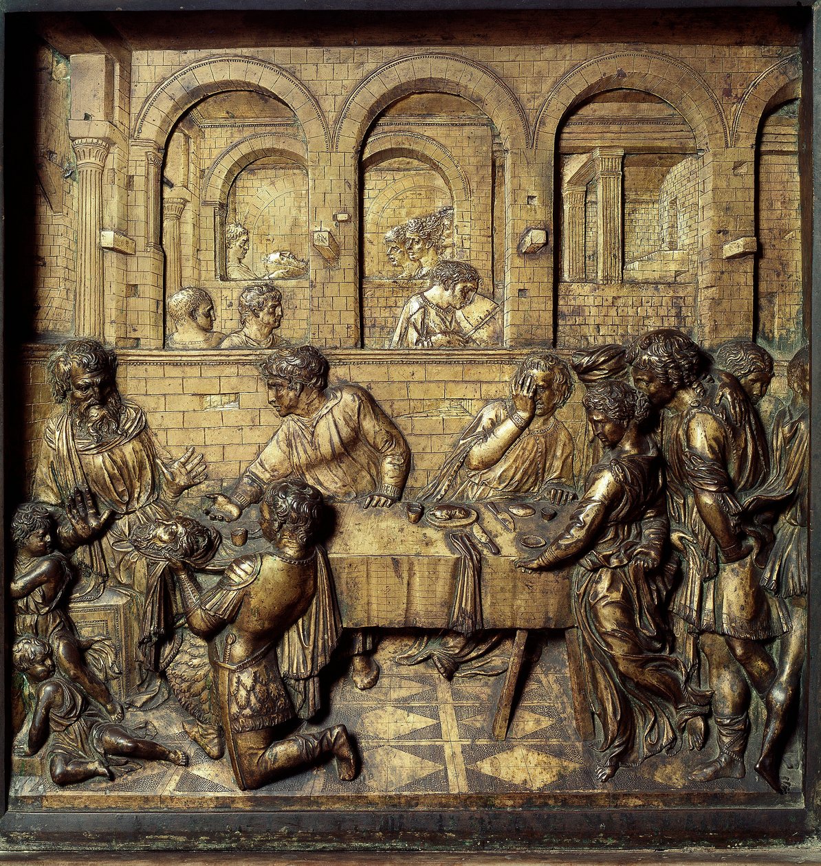 The banquet of Herode Antipas II (21 BC-39 AD). (detail) by Donatello