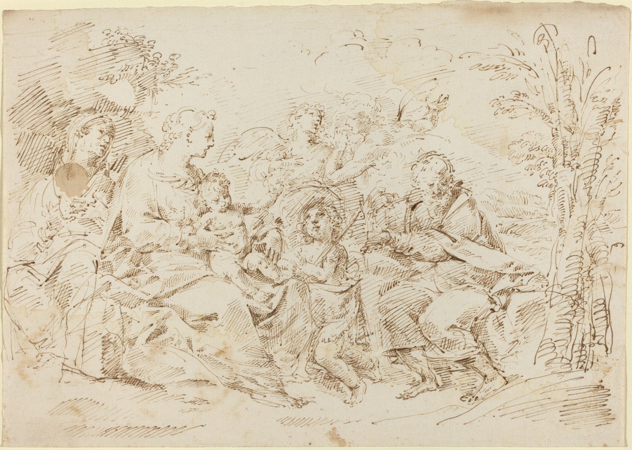 Holy Family with St. Elizabeth, St. John the Baptist, and Two Angels in a Landscape by Donato Creti