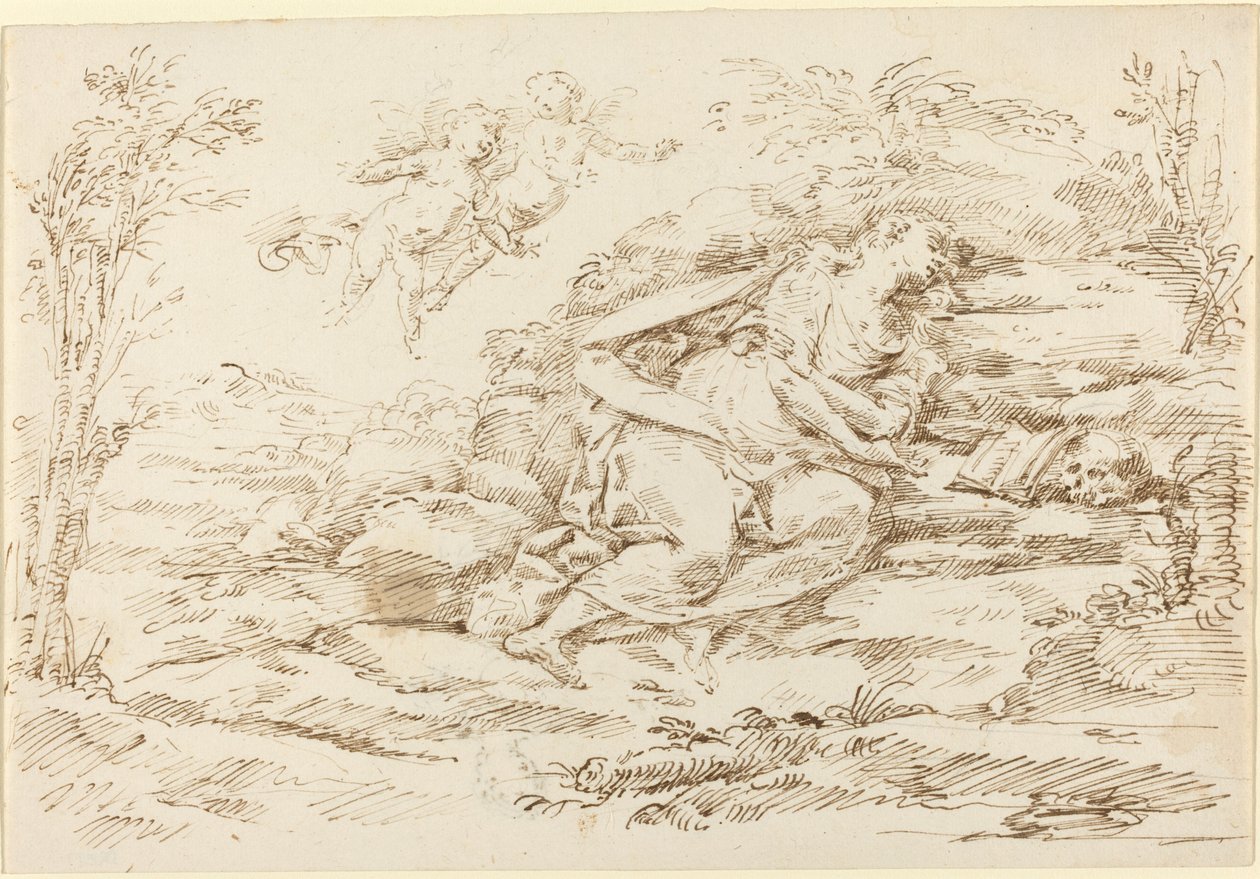 Penitent Magdalene with Angels in a Landscape by Donato Creti