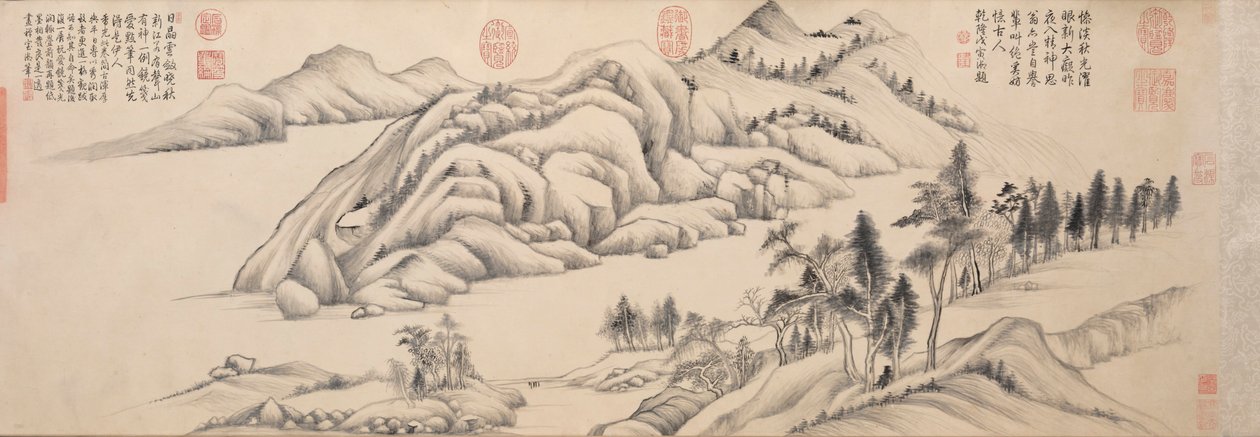 River and Mountains on a Clear Autumn Day, c. 1624-1627 by Dong Qichang