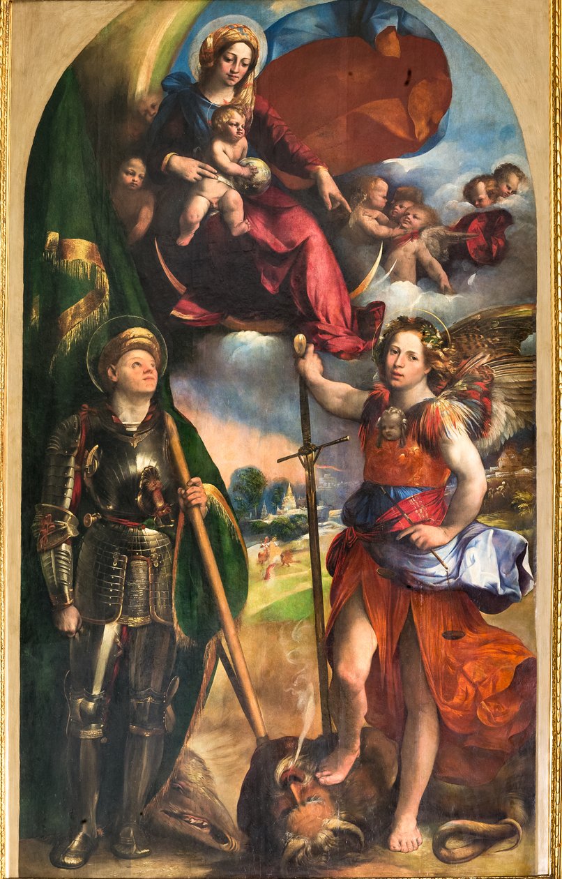Madonna with Infant Jesus and St George and St Michael Archangel, c.1518 by Dosso Dossi