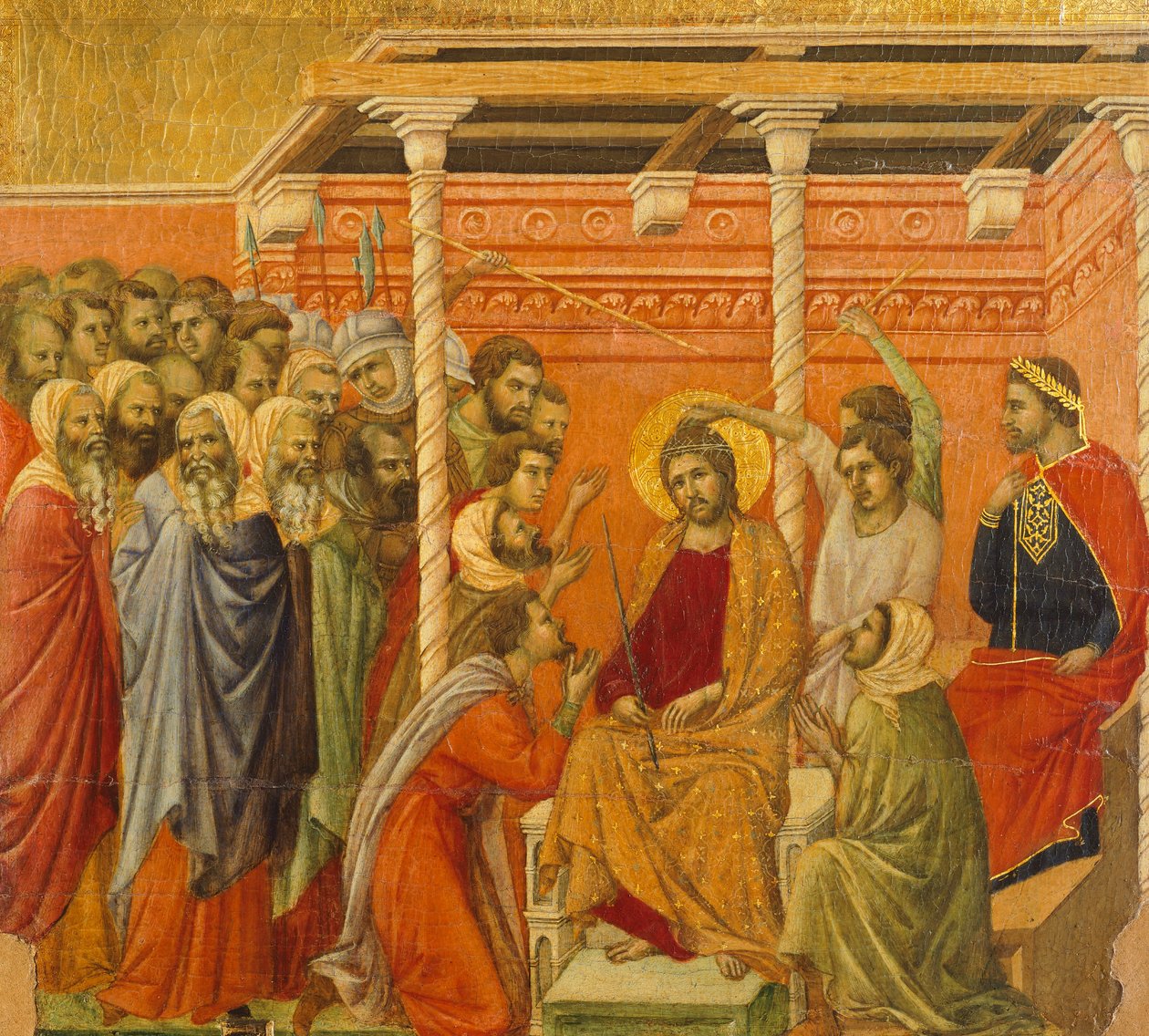 Crowning with Thorns (detail) by Duccio di Buoninsegna