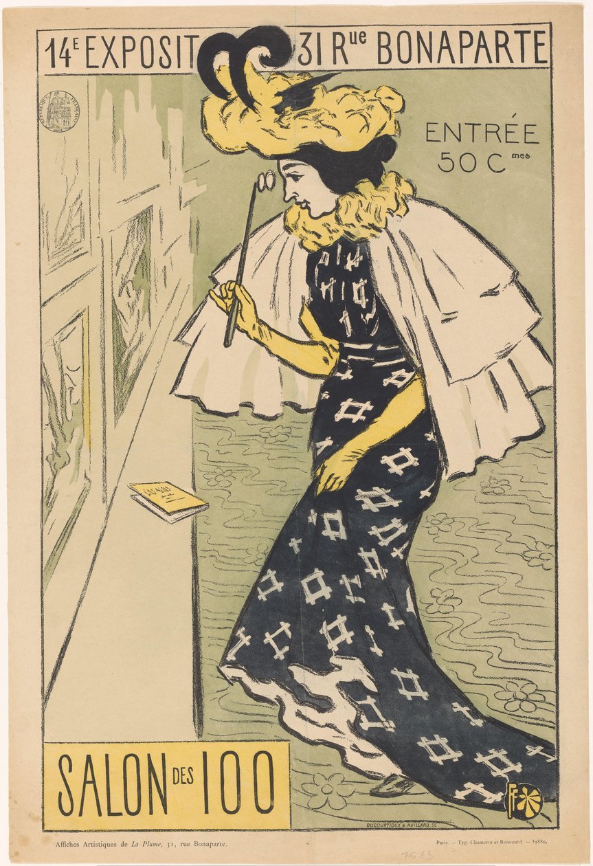 Poster for the Fourteenth Exhibition of the Salon des 100 by Ducourtioux and Huillard