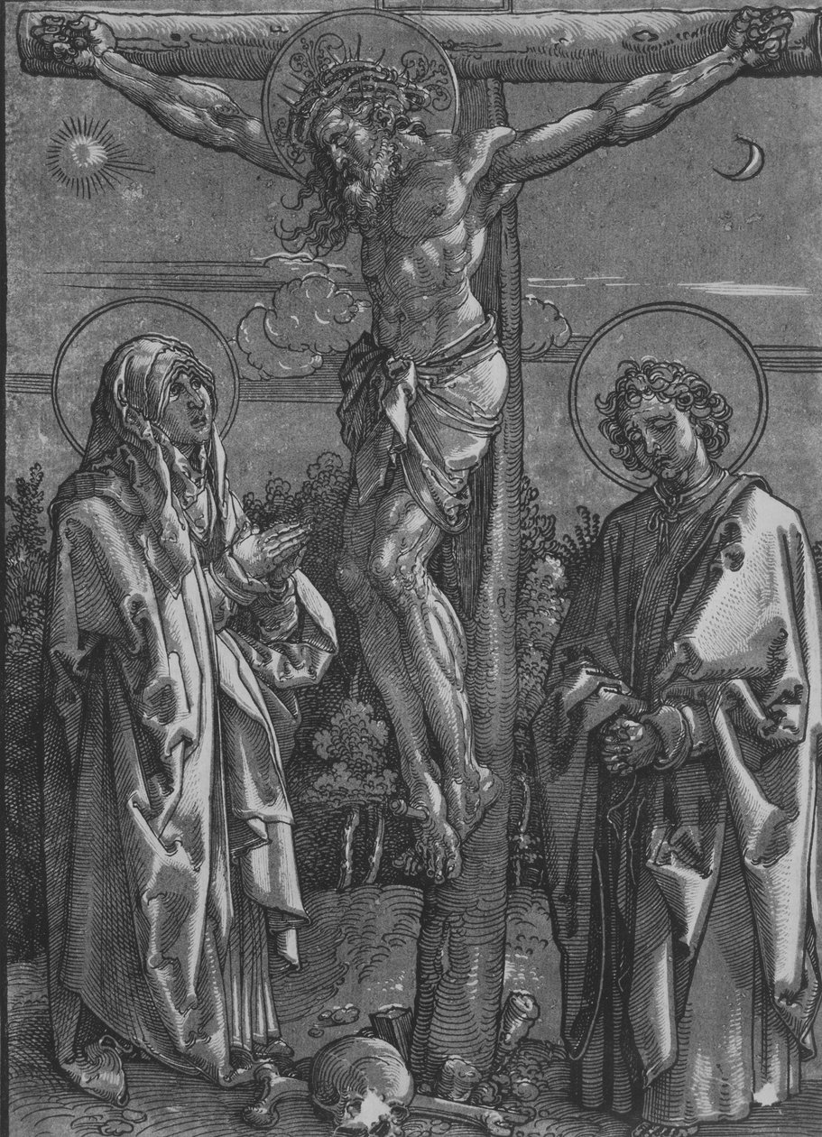 Christ on the Cross with the Virgin and Saint John, 1500-1550 by Dürer School.