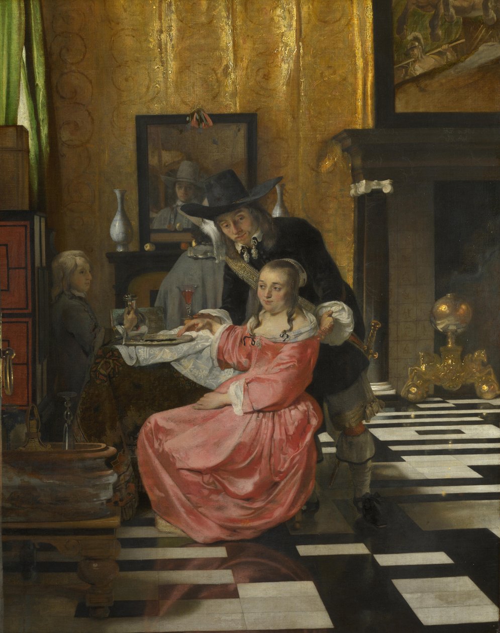 An Interior, with a Woman refusing a Glass of Wine, c. 1660 by Dutch Master