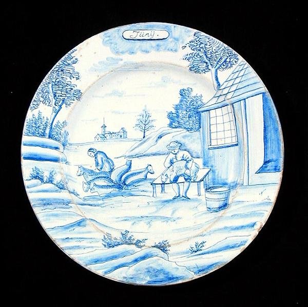 Delftware Plate Depicting the Month of June by Dutch School