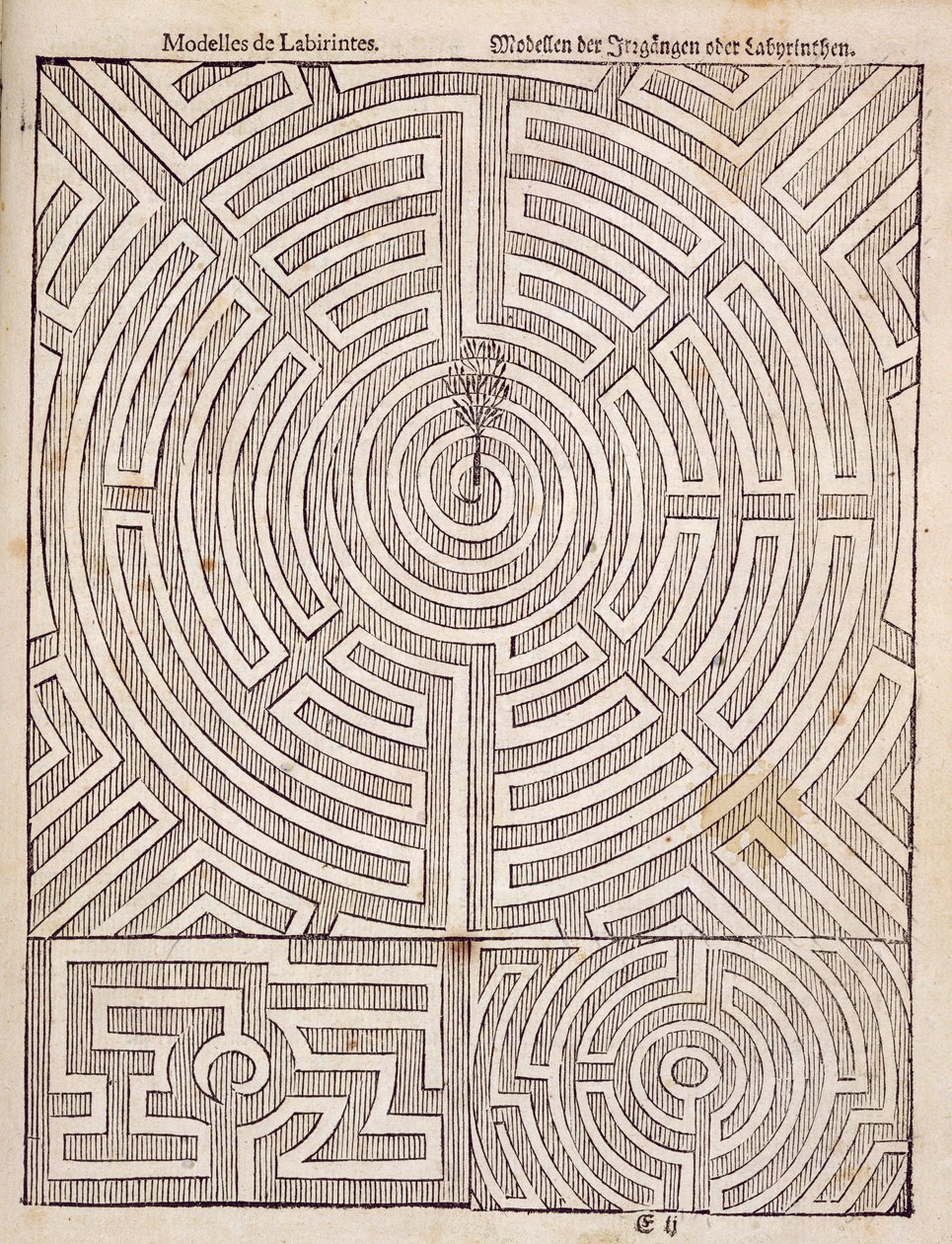 Designs for mazes, from The Dutch Gardener by Johann van der Groen, published 1699 by Dutch School