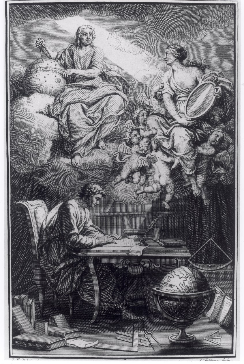 Frontispiece of Elemens de la Philosophie de Neuton by Voltaire published in Amsterdam, 1738 by Dutch School