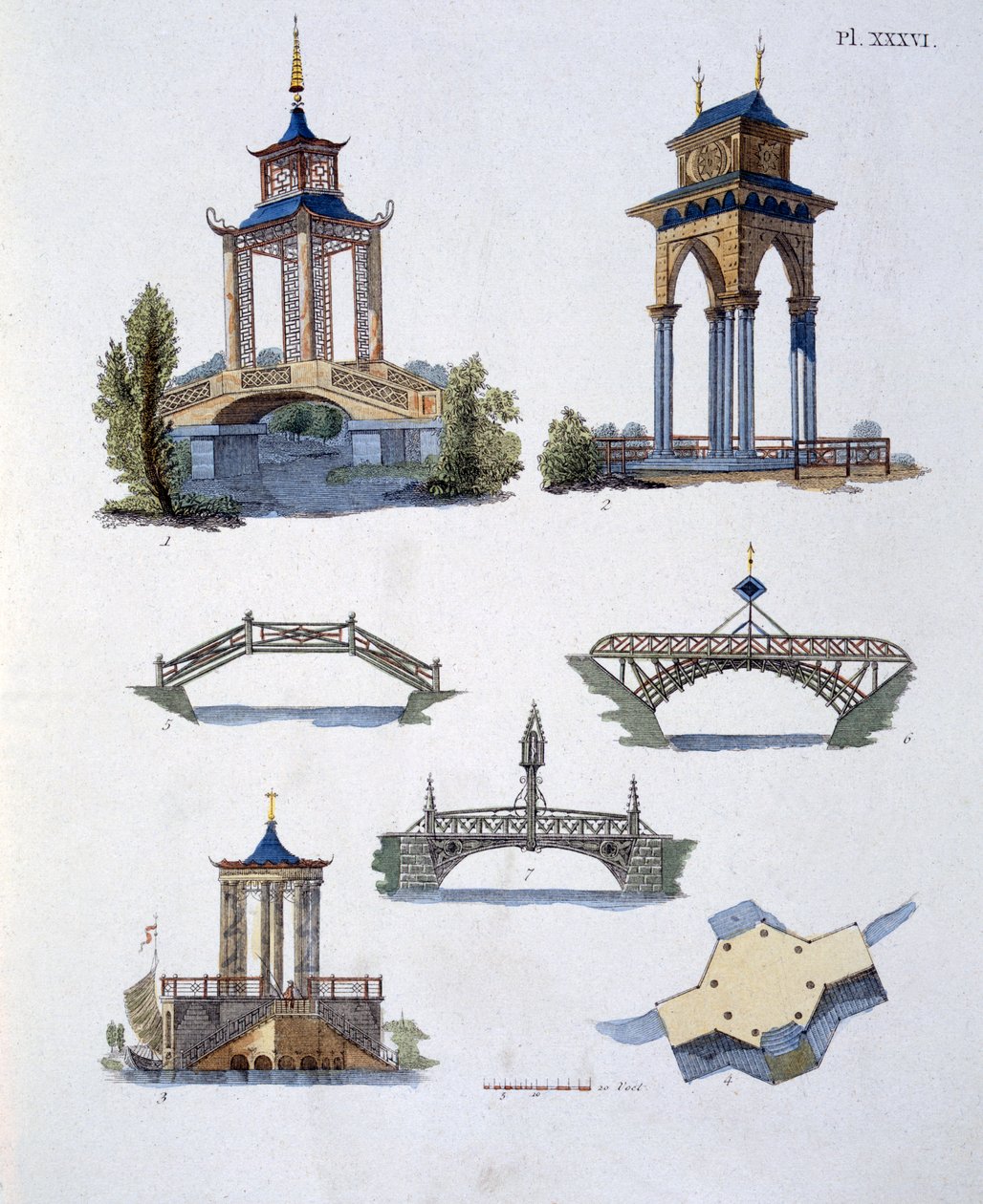 Garden decorations, from Magazine of Garden Gems by G. van Laar, published 1802 by Dutch School