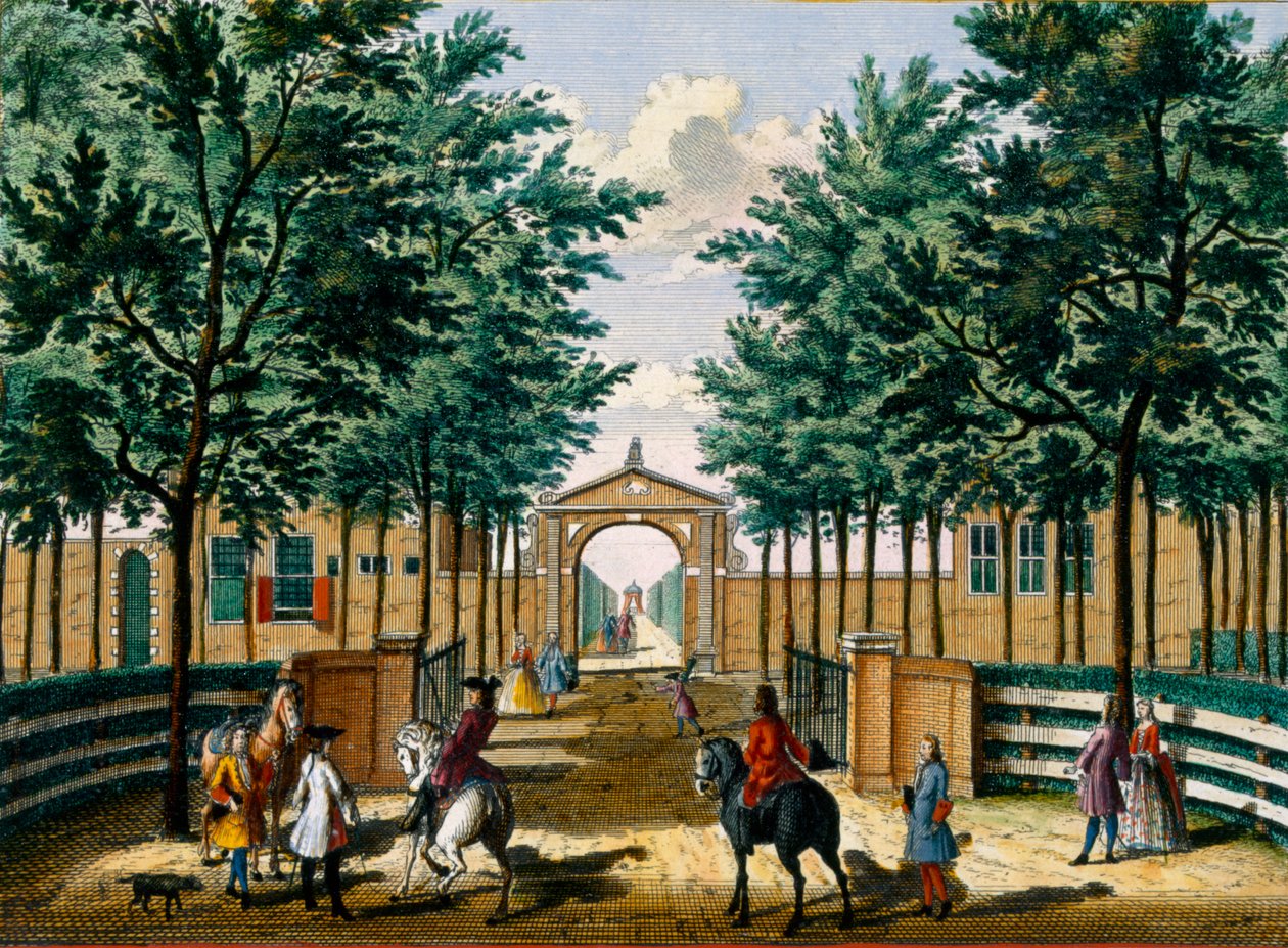 Gardens of the pleasure palace of Francois van Haringkaspel, from Het Zeganpralent Kennemerlant by Hendrick de Leth and Matthias Brouerius Van Nidek, published c.1700-1730 by Dutch School