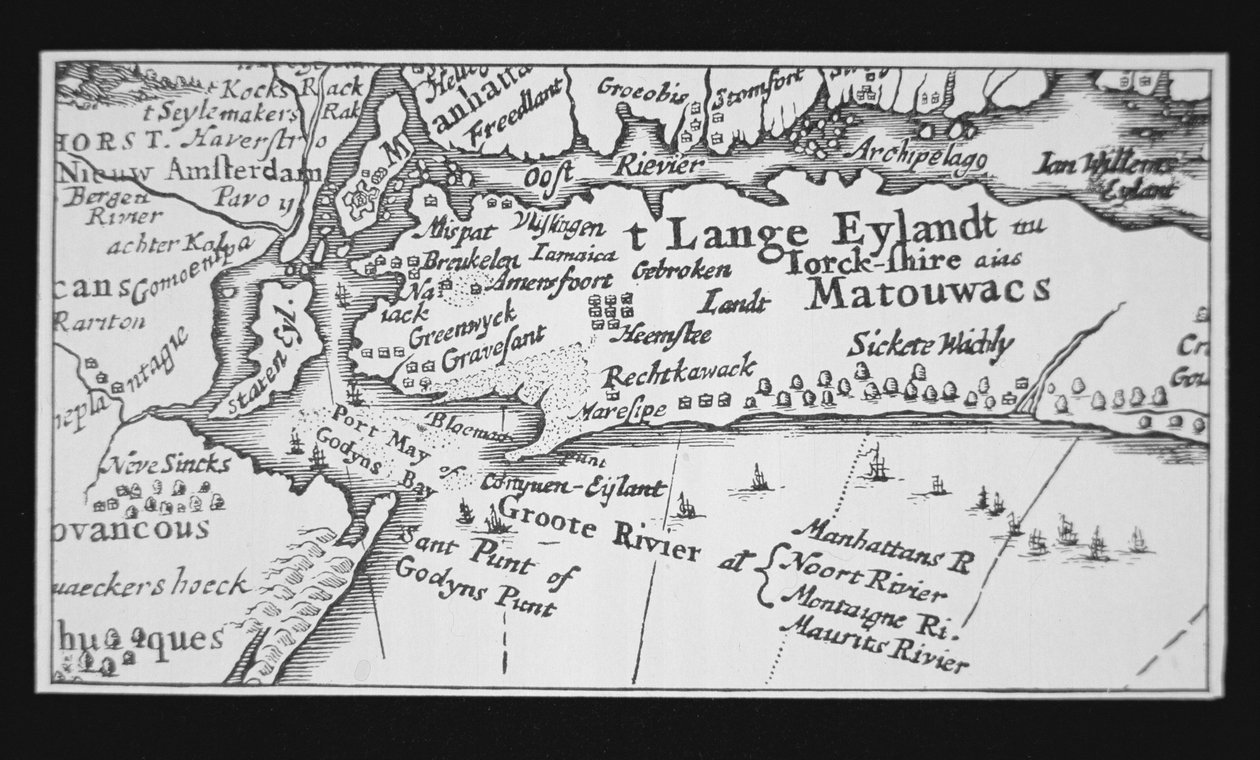 History of New York City: Dutch Map Showing the Recapture of Manhattan by Dutch School