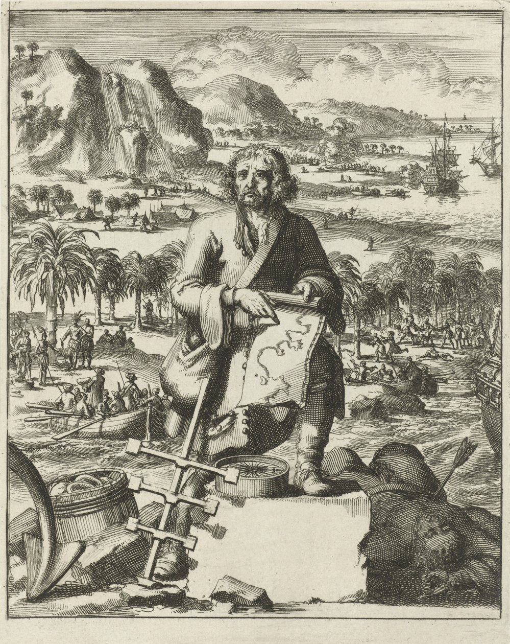 Louis Hennepin Landing in North America, pub. 1688 by Dutch School