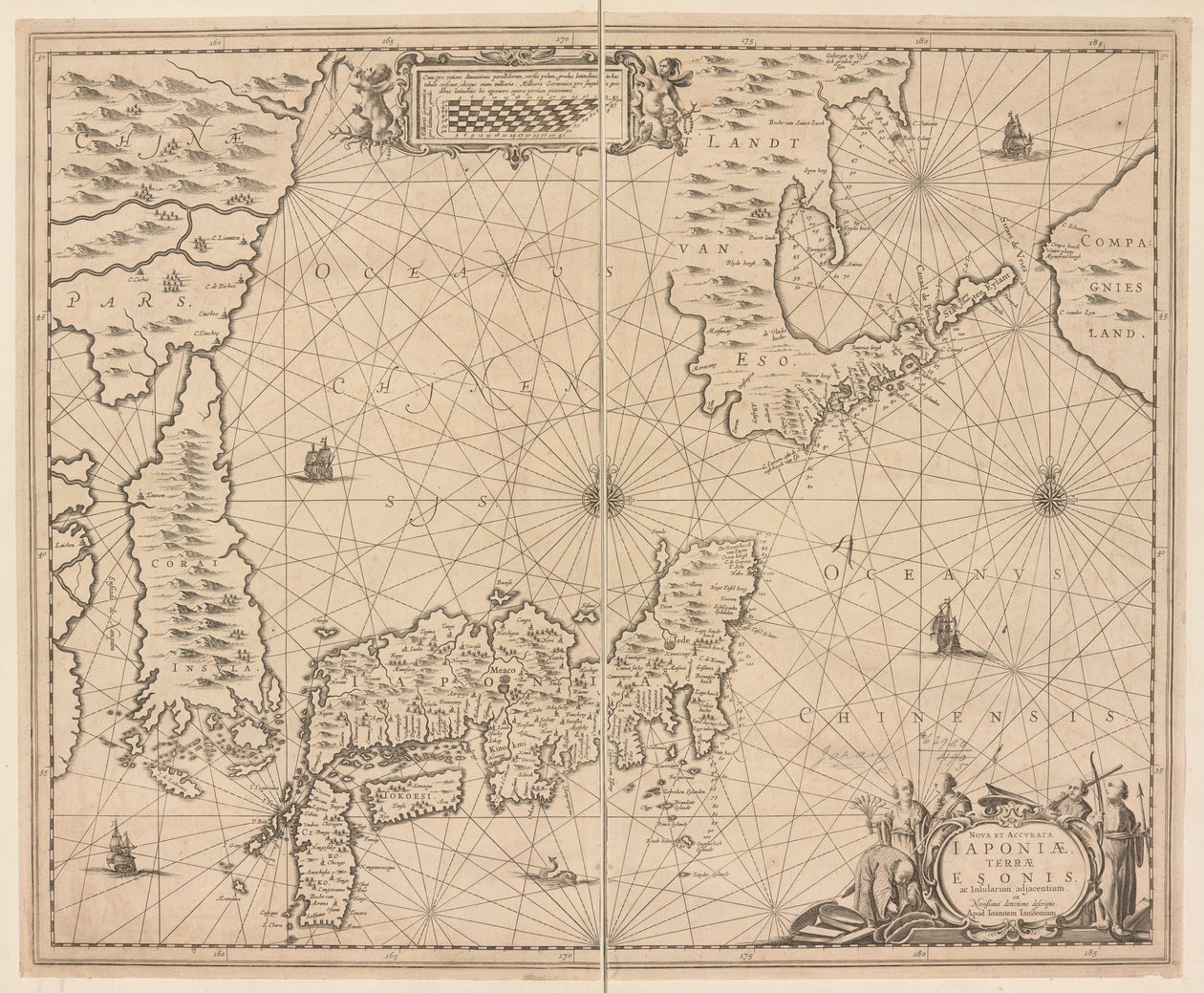 Map of Japan, Nova et accurata Japoniae, Terrae Esonis ac Insularum adjacentium ex nivissima detectione descriptio by Dutch School