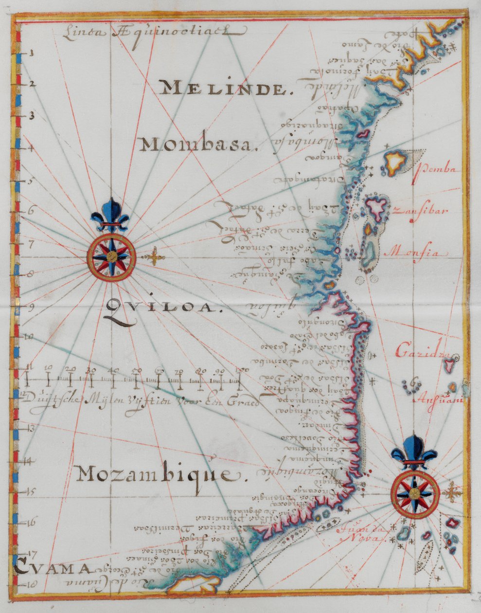 Map of Mombasa, East Africa by Dutch School
