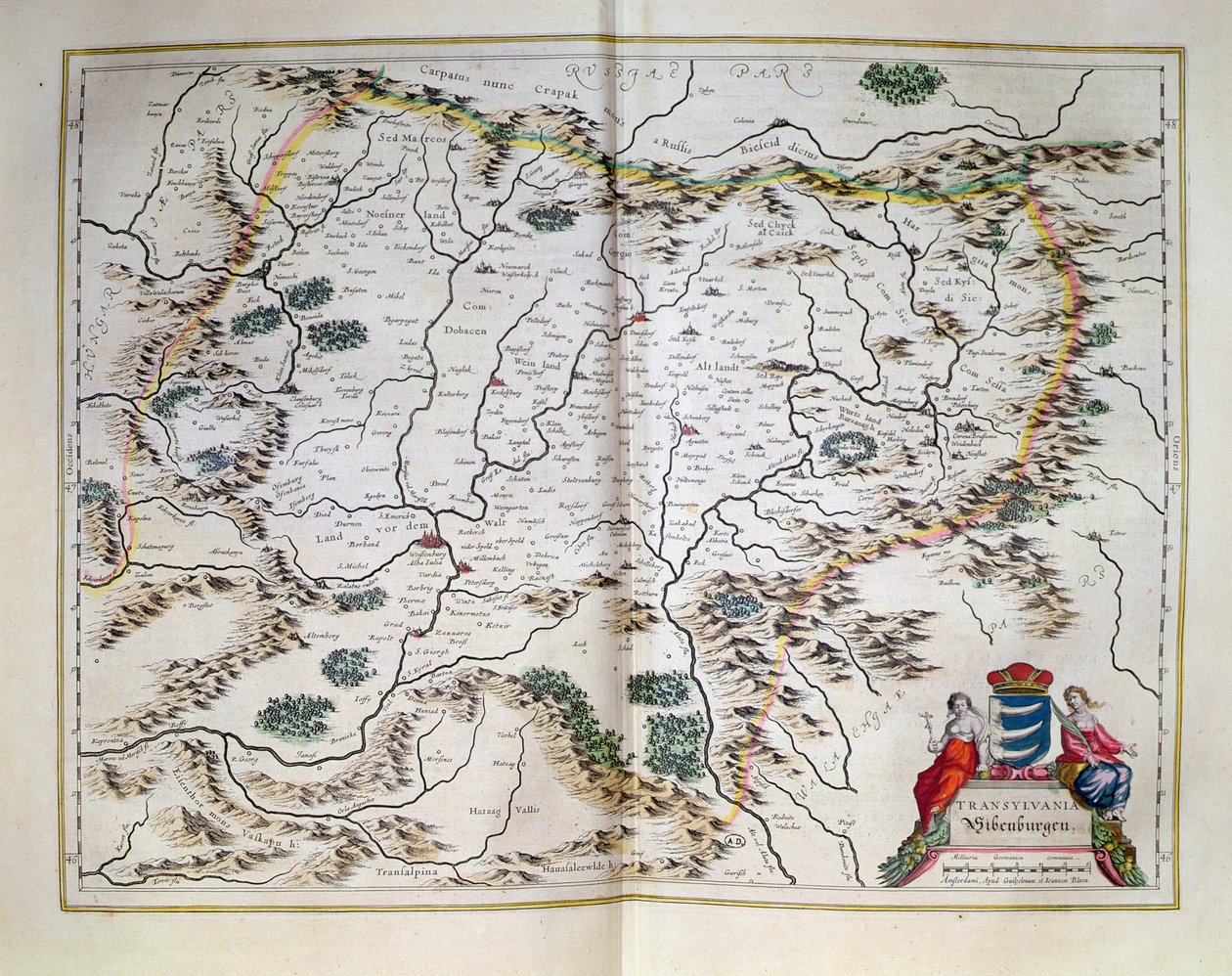 Map of Transylvania, from an atlas, Amsterdam, 1657