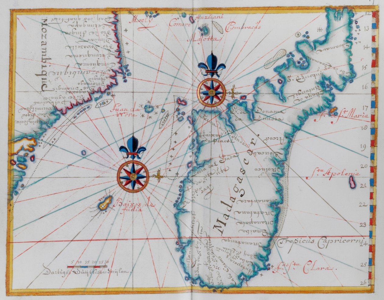 Map of part of the coast of Mozambique and the island of Madagascar by Dutch School