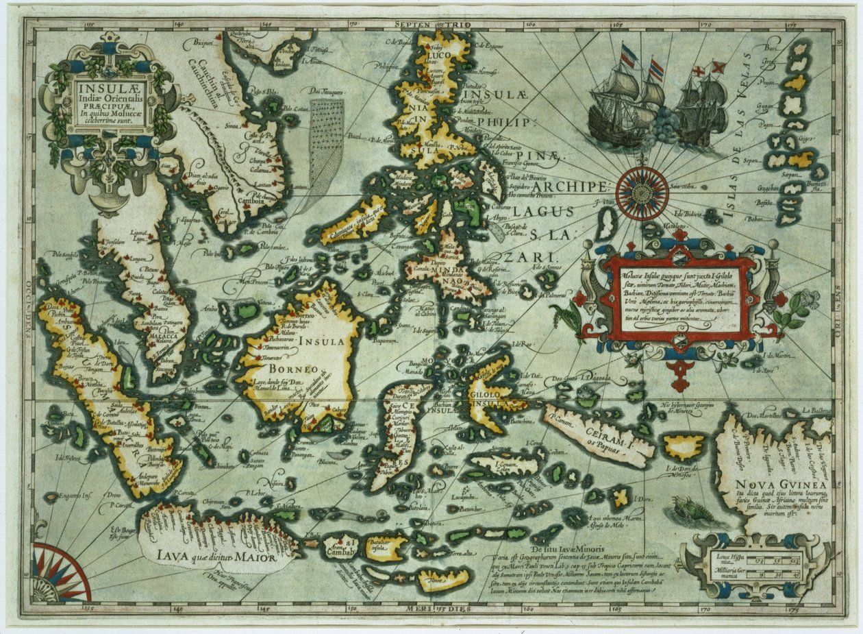 Map of the East Indies, pub. 1635 in Amsterdam by Dutch School