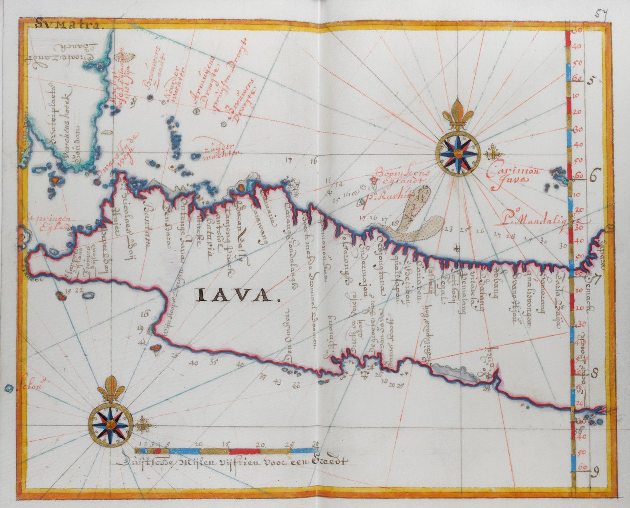 Map of the island of Java by Dutch School