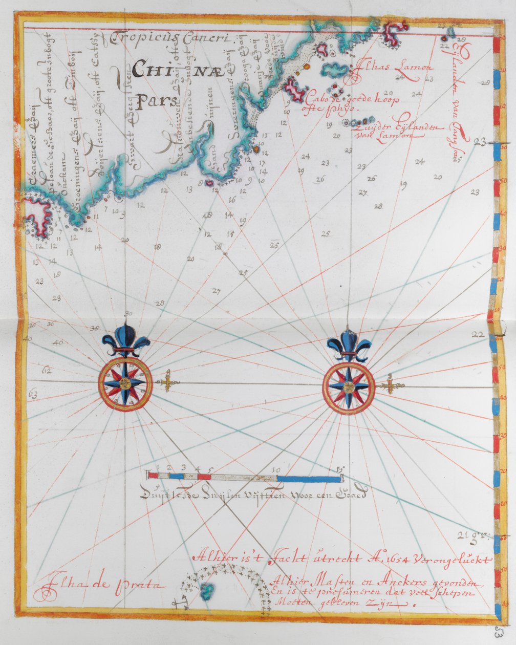 Map showing a very small part of the coast of China by Dutch School