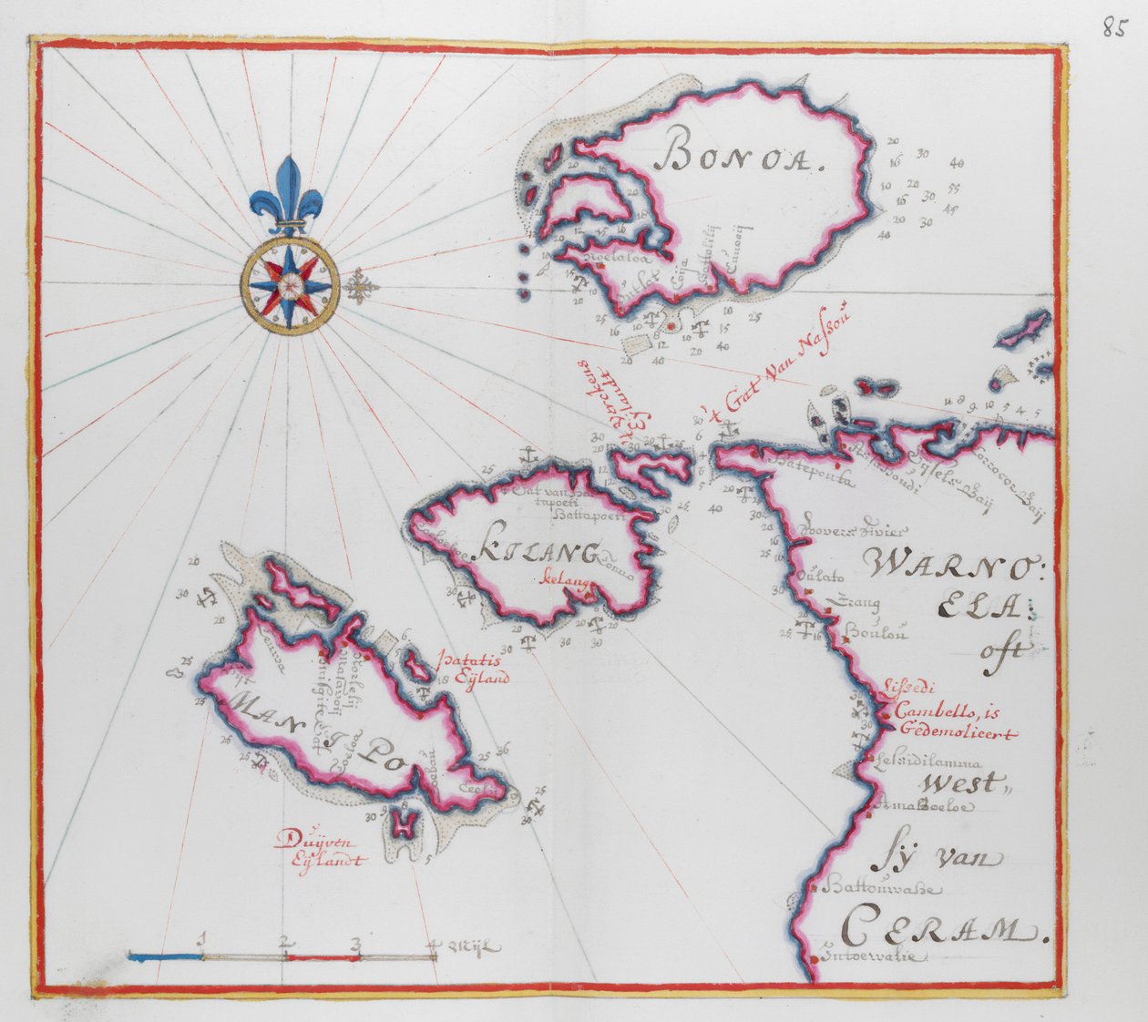 Map showing part of the Island of Ceram (Seram) and Bonoa (Pulau Boano) and Pulau Kelang and Pulau Manipa by Dutch School