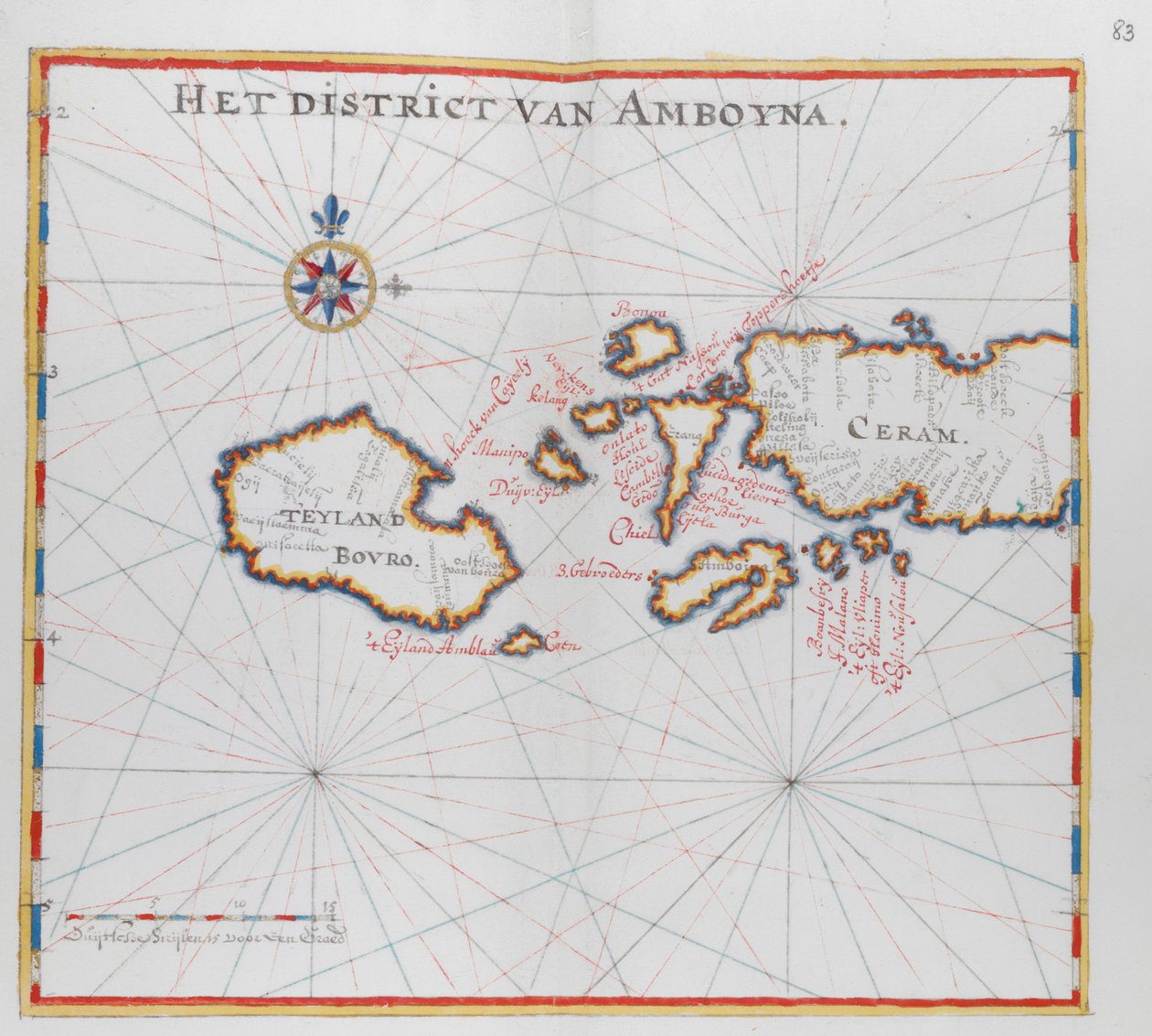 Map showing the islands of Bouro and Ceram (Seram), Indonesia by Dutch School