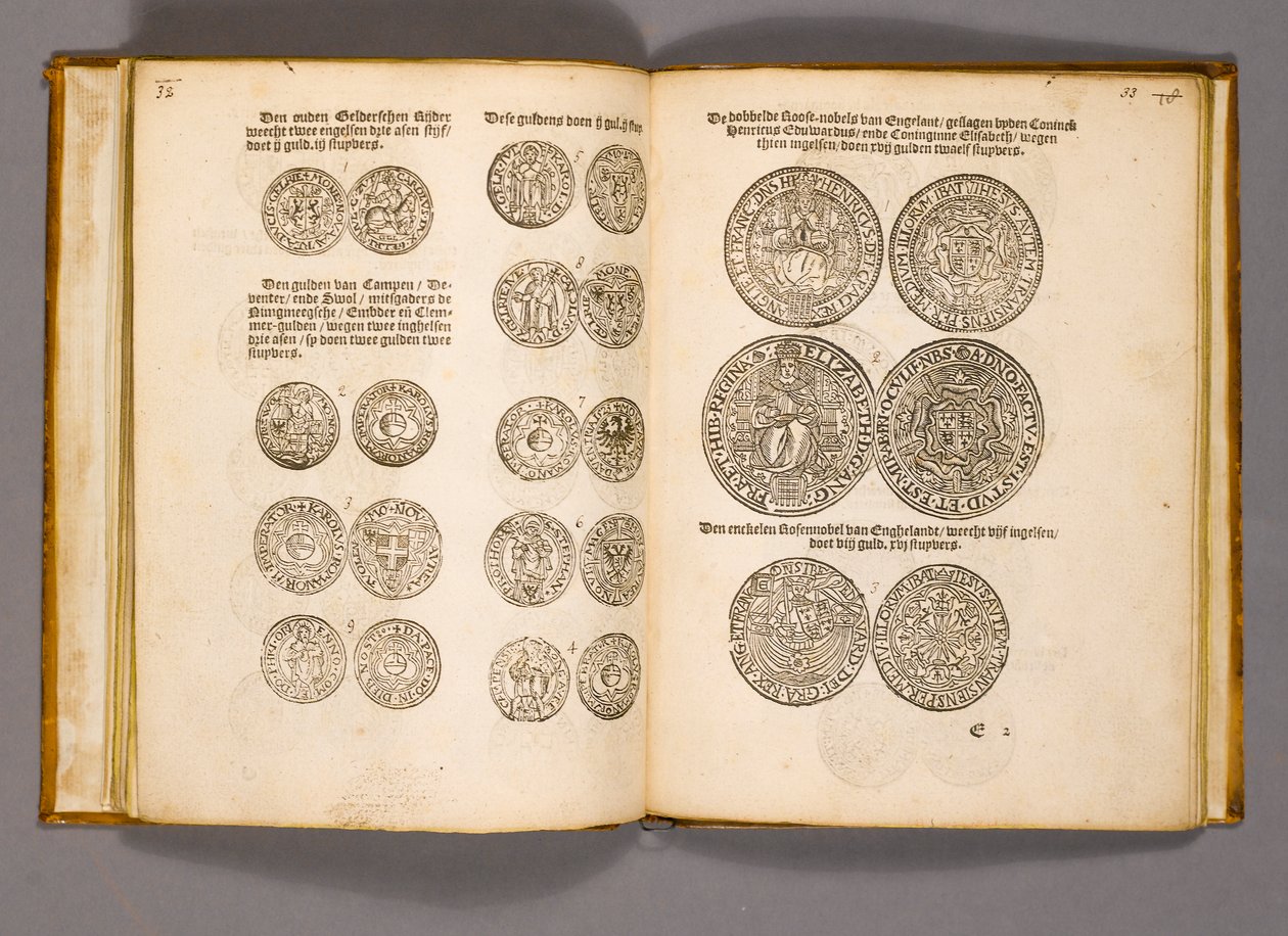 Money book with engravings of English coins by Dutch School
