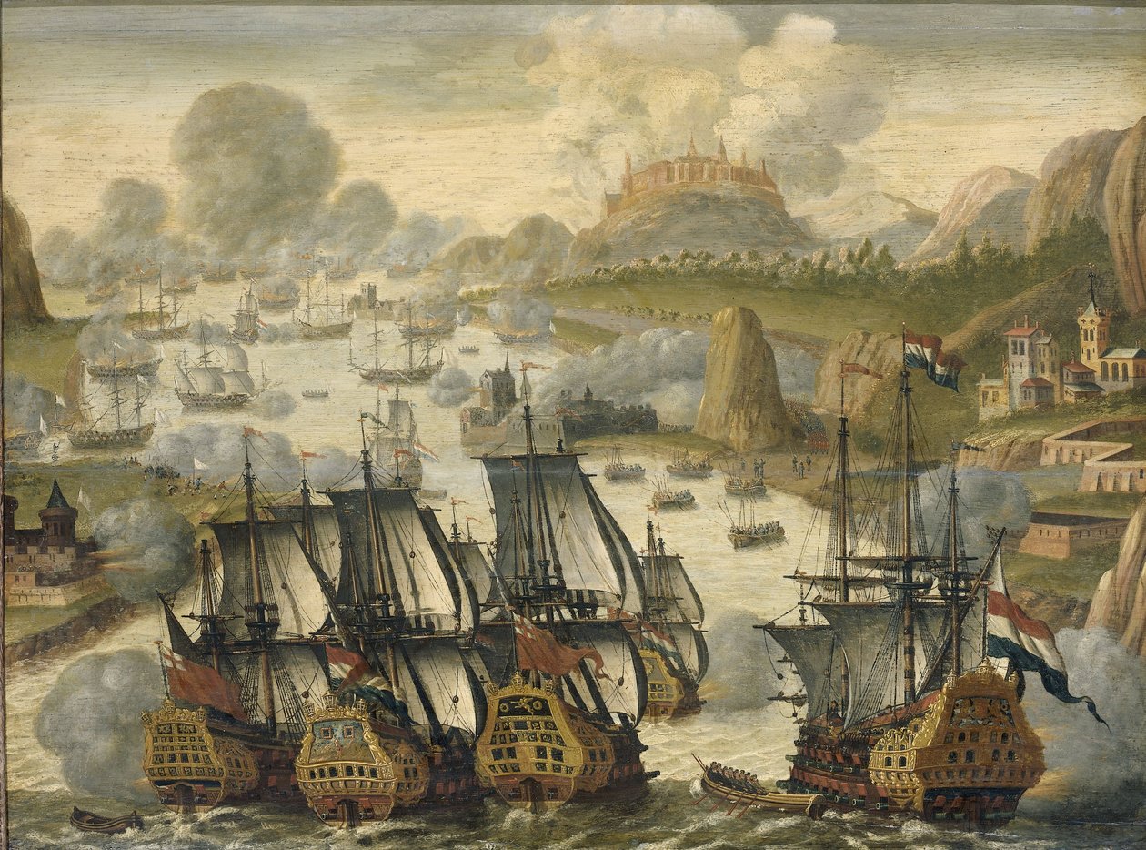 Naval Battle of Vigo Bay by Dutch School
