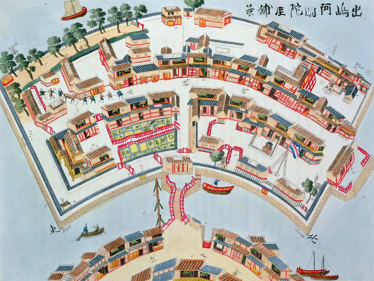Plan of the Dutch Factory in the Island of Desima at Nangasaki, from Illustrations of Japan by Isaac Titsingh, published London, 1822 by Dutch School
