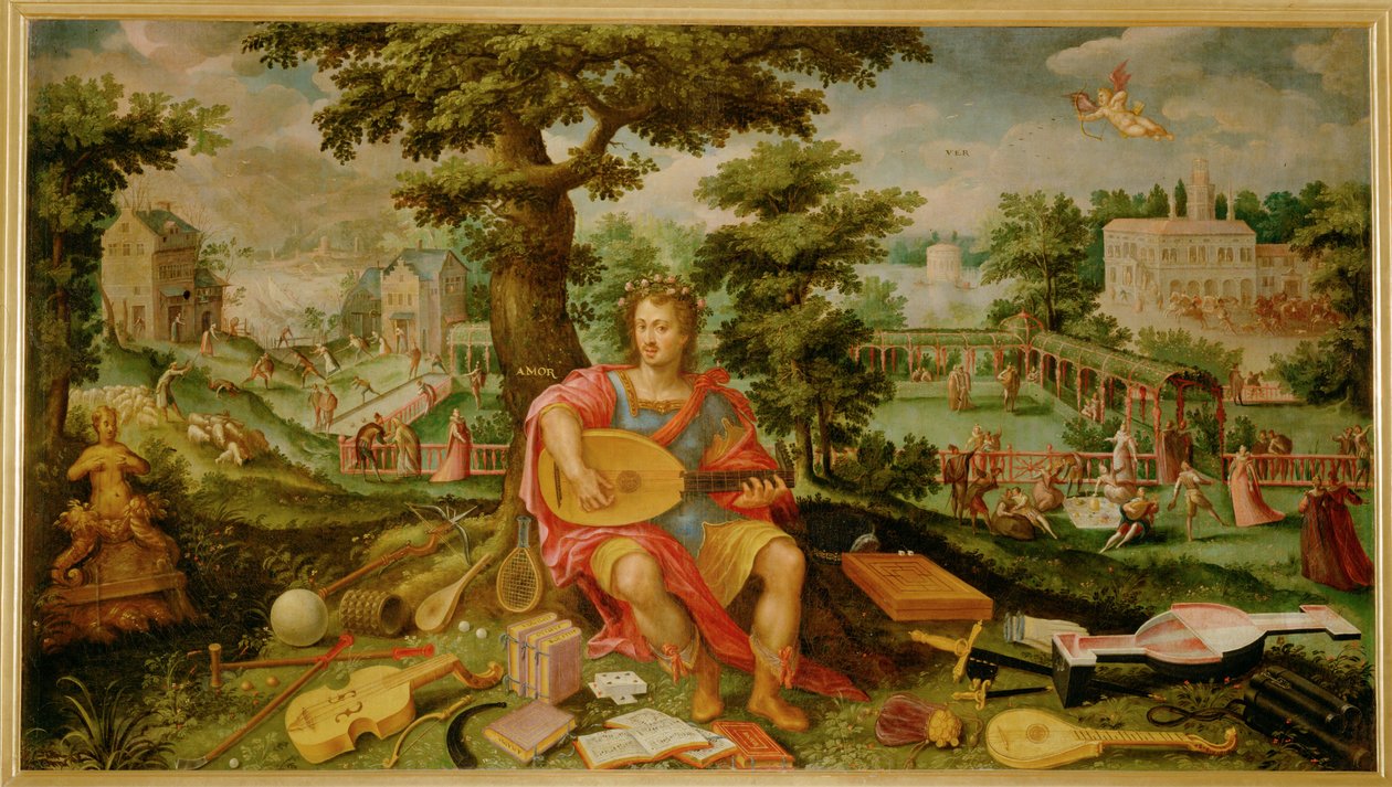 Spring, One of Four Paintings Showing the Ages of Man by Dutch School