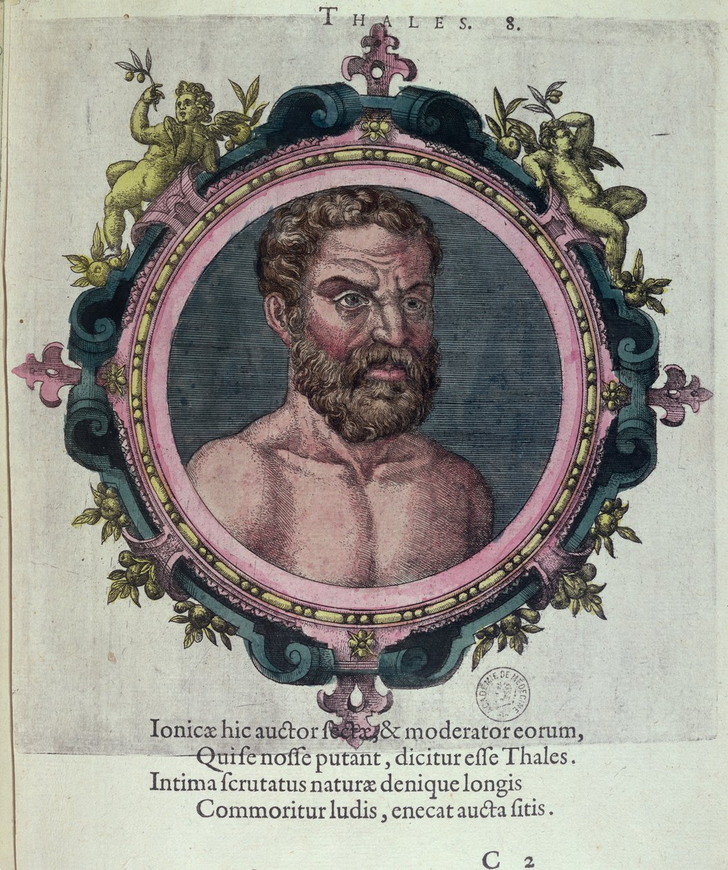 Thales of Miletus, illustration from Veterum et Recentium Medicorum Philosophorumque Icones by Johannes Sambucus, published by Plantin in Antwerp 1574 by Dutch School