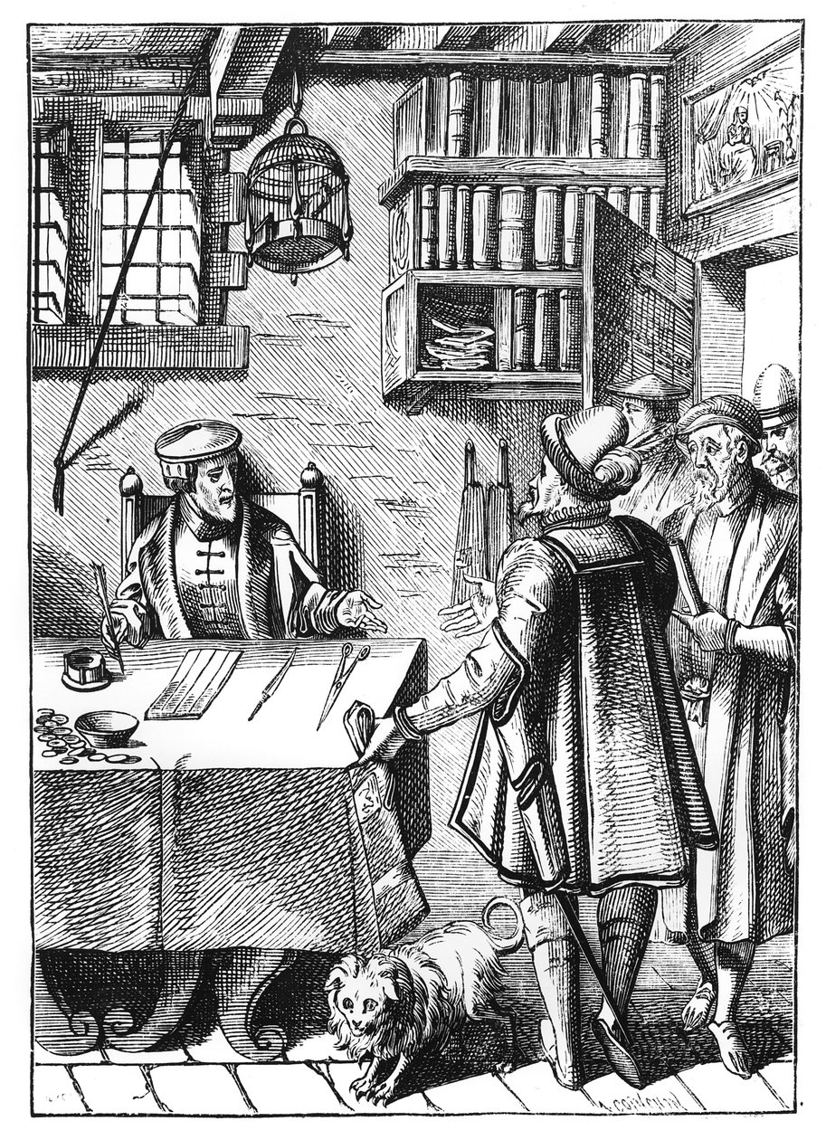 The Receiver of Taxes, after a Woodcut in Praxis Rerum Civilium by Joos de Damhouder (1507-81) Published Antwerp, 1557 by Dutch School
