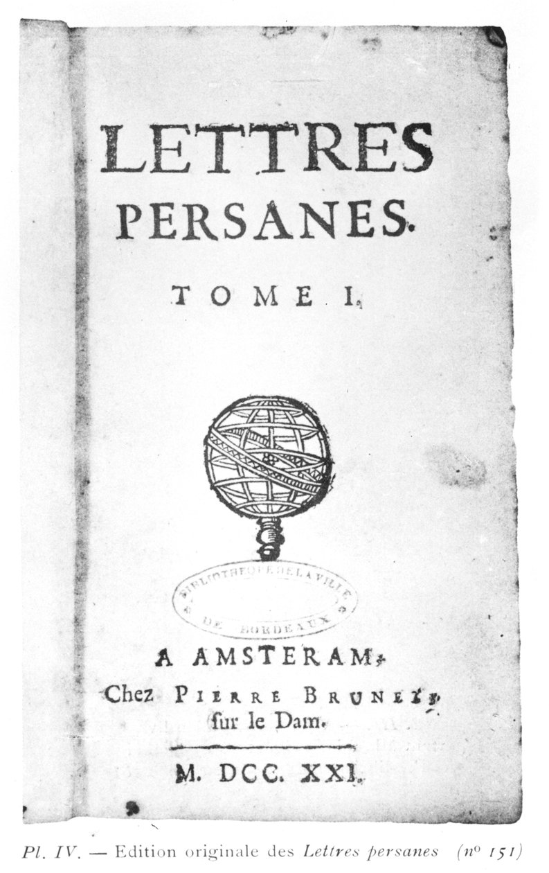 Titlepage of Les Lettres Persanes by Charles de Montesquieu by Dutch School