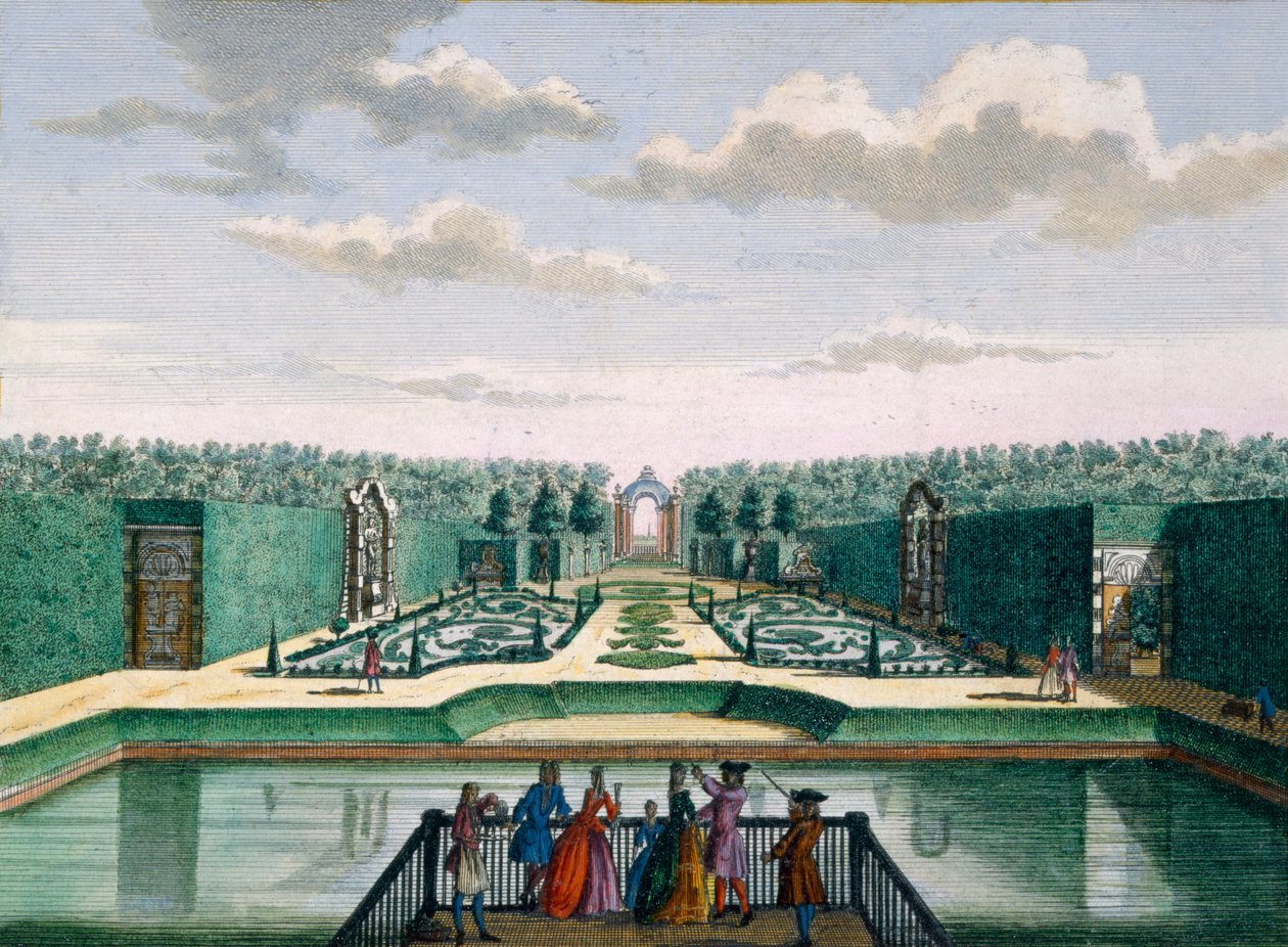 View of the parterre and triumphal arch, Meerestein, from Het Zeganpralent Kennemerlant by Hendrick de Leth and Matthias Brouerius Van Nidek, published c.1700-1730 by Dutch School