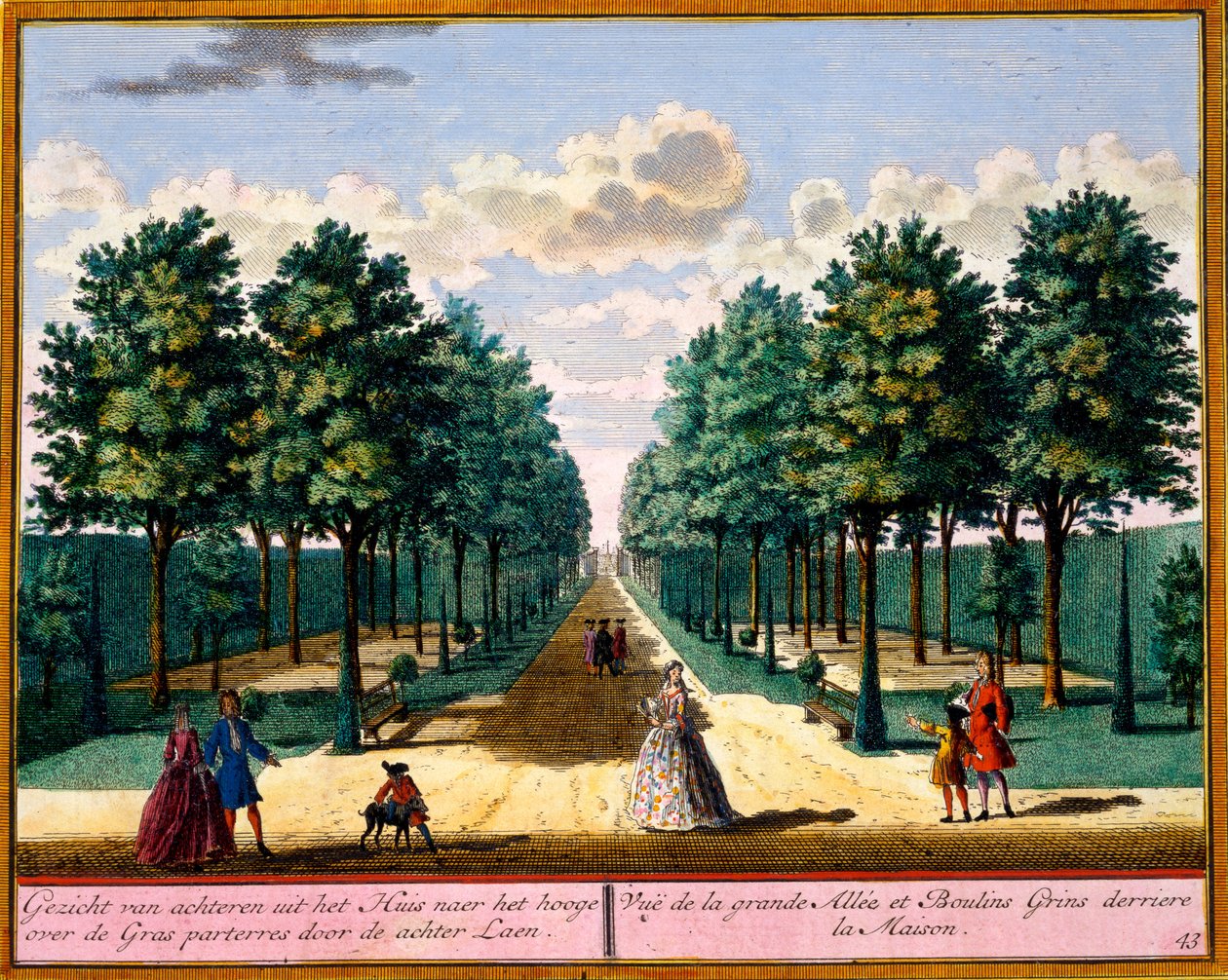 View of the walkway at the back of the house, from Het Zeganpralent Kennemerlant by Hendrick de Leth and Matthias Brouerius Van Nidek, published c.1700-30 by Dutch School