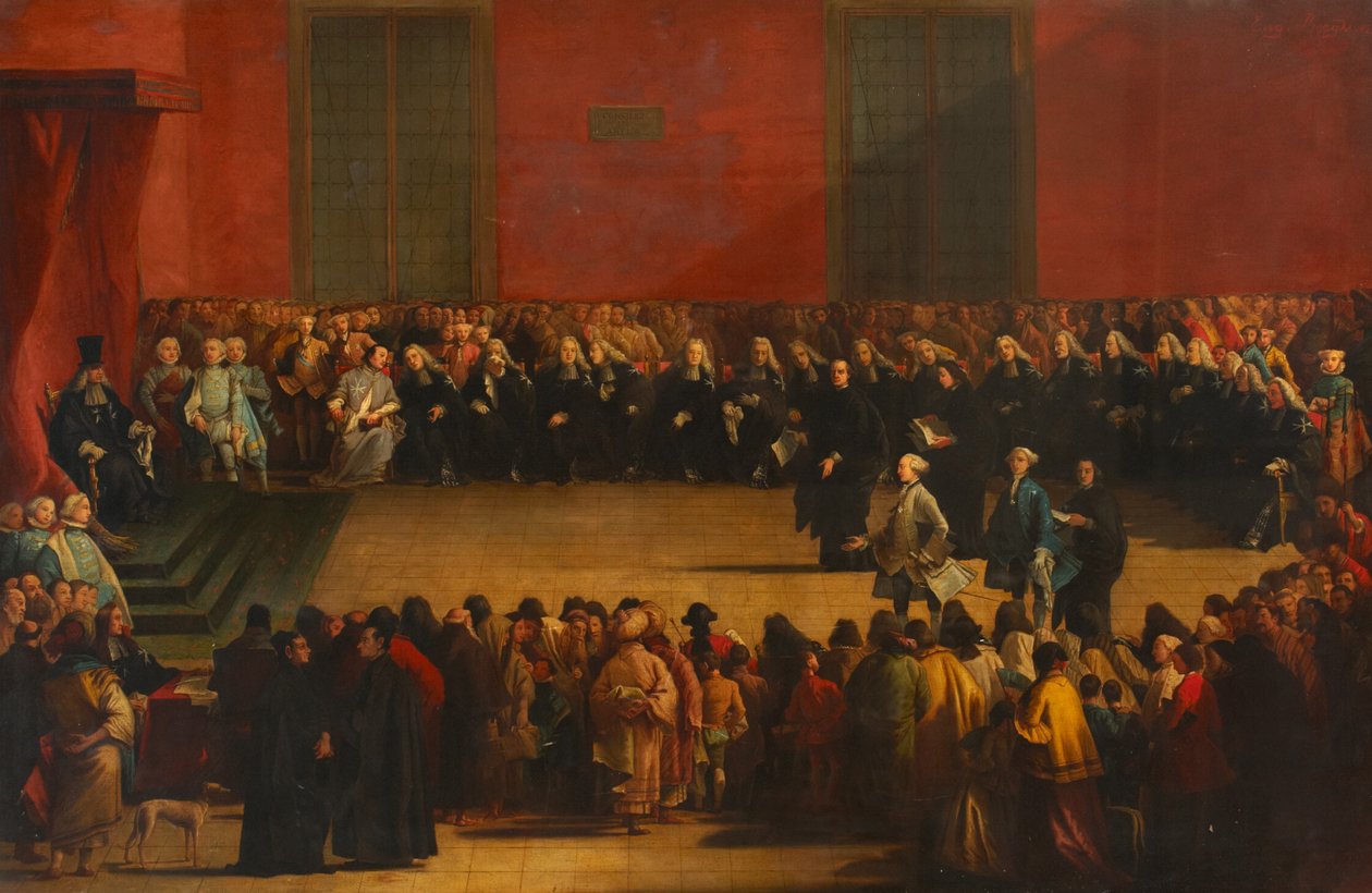 Grand Master Pinto and Council Receiving the Counts of Montegnacco and di Florio, c.1890 by E., Berghinz