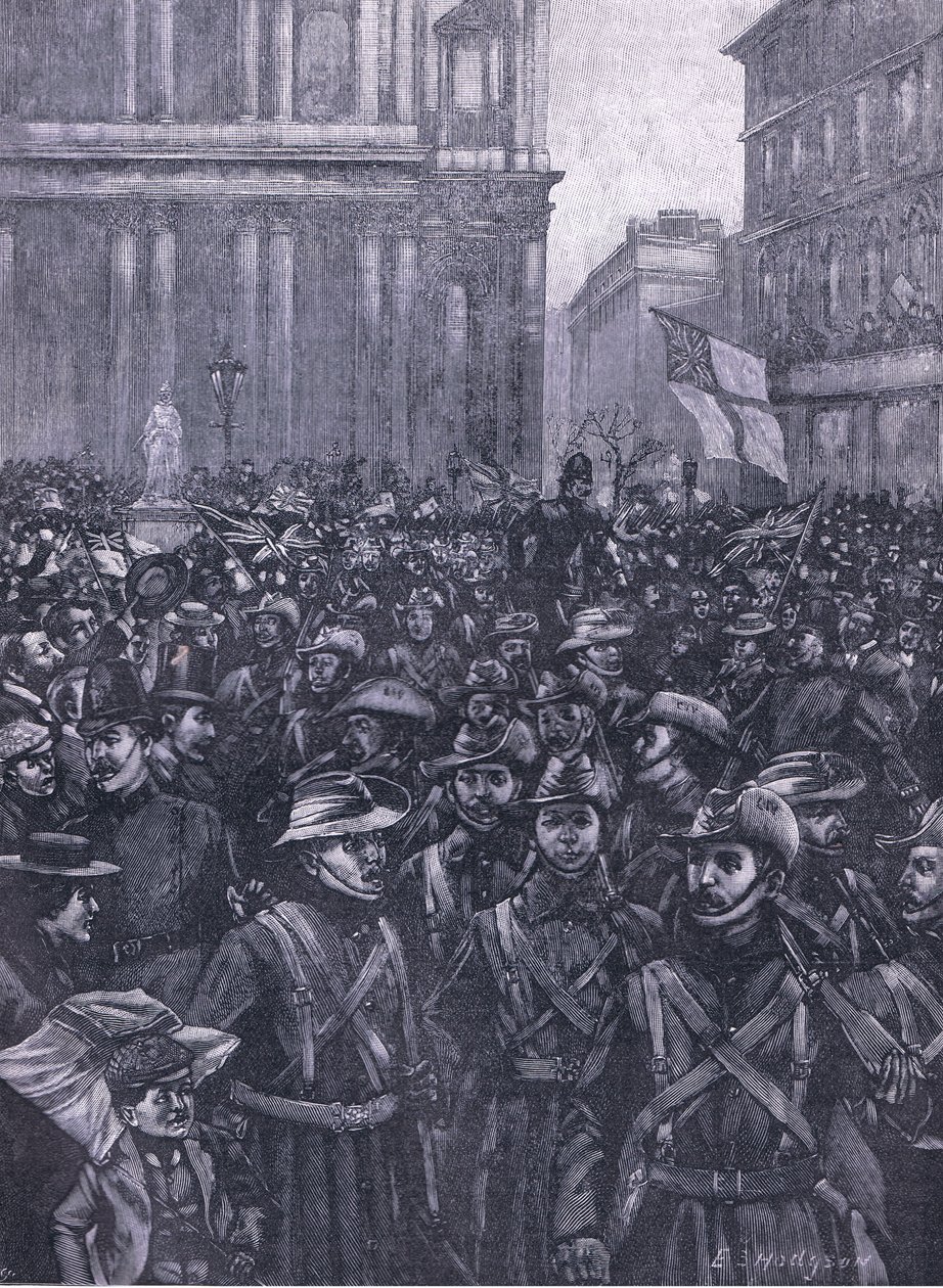 The CIVs Marching Down Ludgate Hill, on the Way to the Mansion House to Waterloo Station by E.S. Hodgson