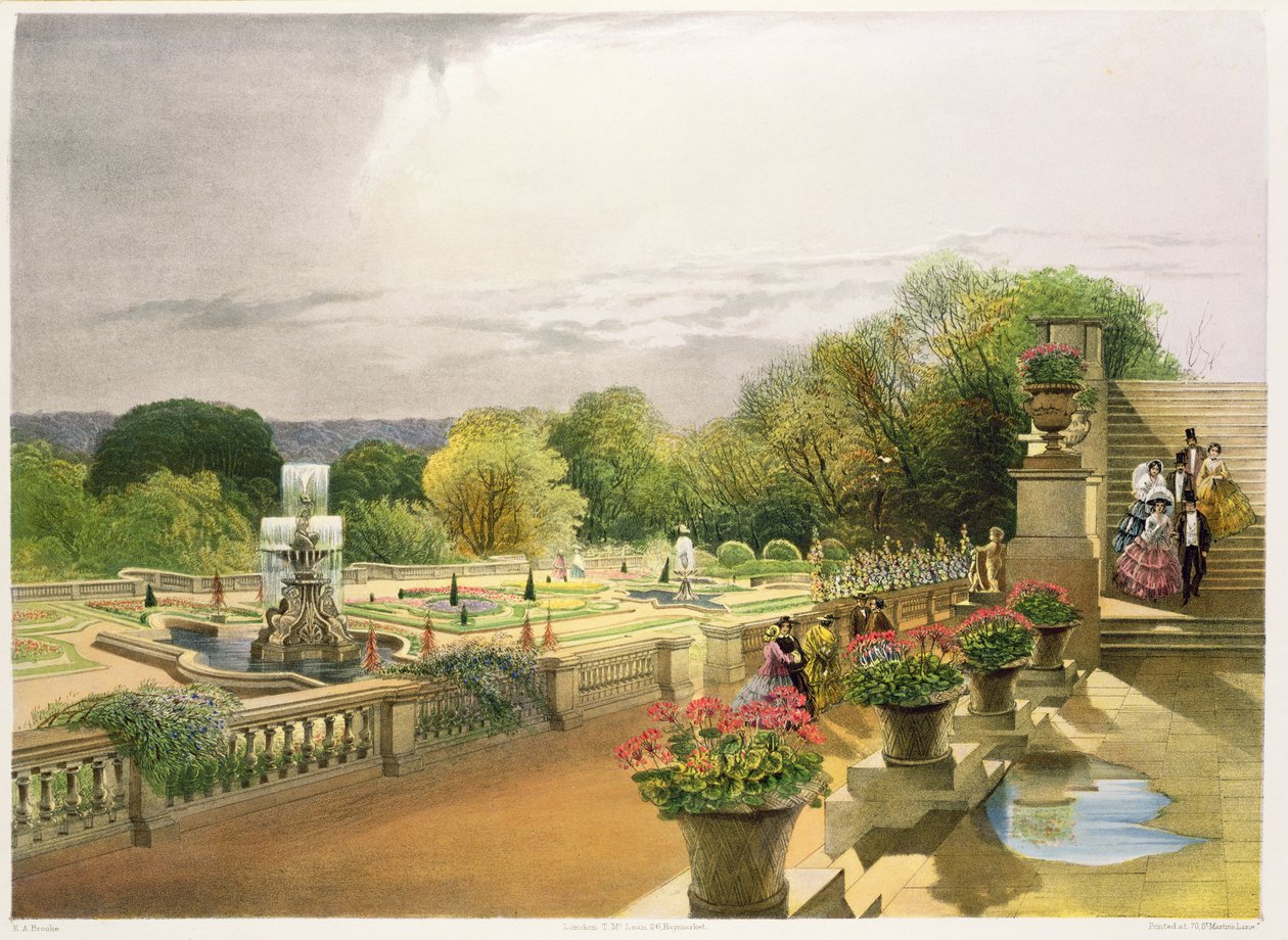 The Parterre, Harewood House near Leeds, pub. by Thomas McLean by E. Adveno Brooke