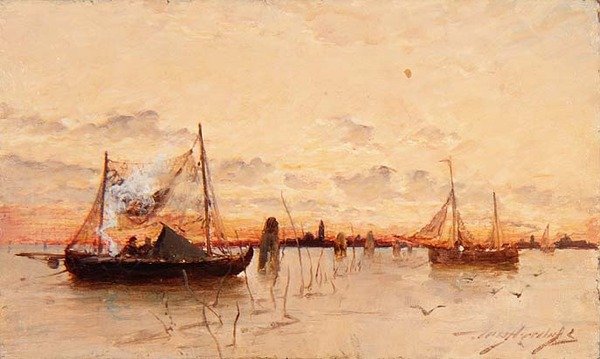 Sunset on the Lagoon by E. Aubrey Hunt