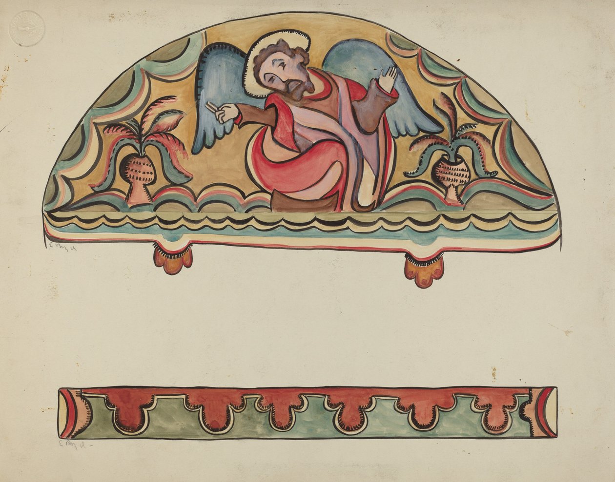 Lunette and Detail from Altar Church at Sanctuario, Chimayo, 1935-1942 by E. Boyd