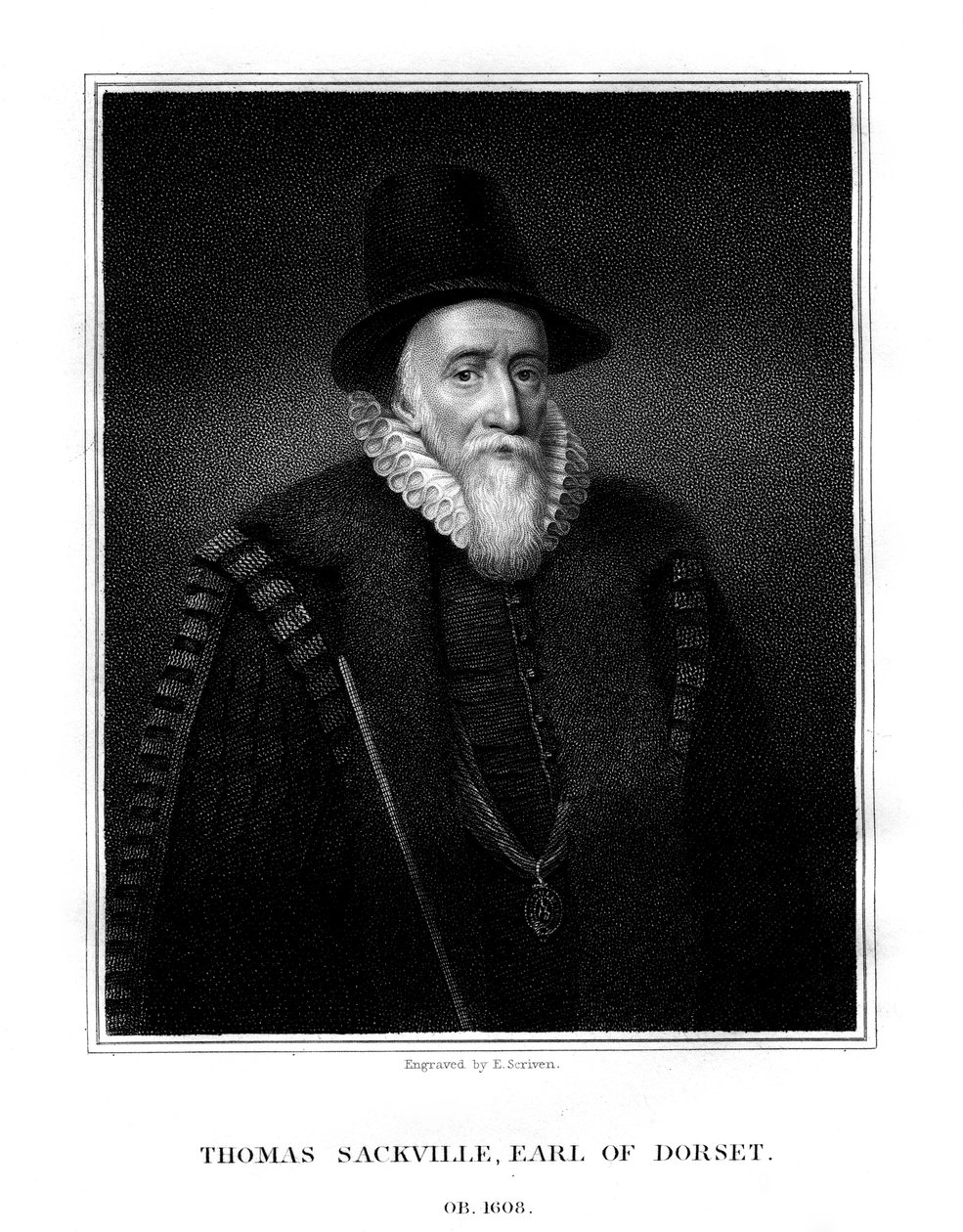 Thomas Sackville, 1st Earl of Dorset, English statesman and poet, 1824 by E. Scriven
