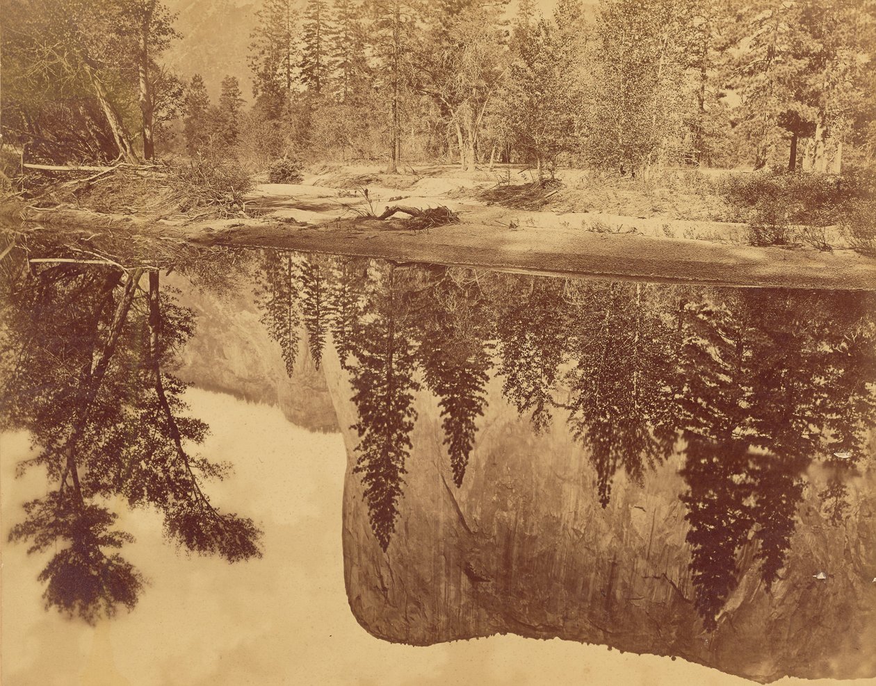 Tutokanula. Valley of the Yosemite. (The Great Chief) - "El Capitan" - Reflected in the Merced by Eadweard J. Muybridge
