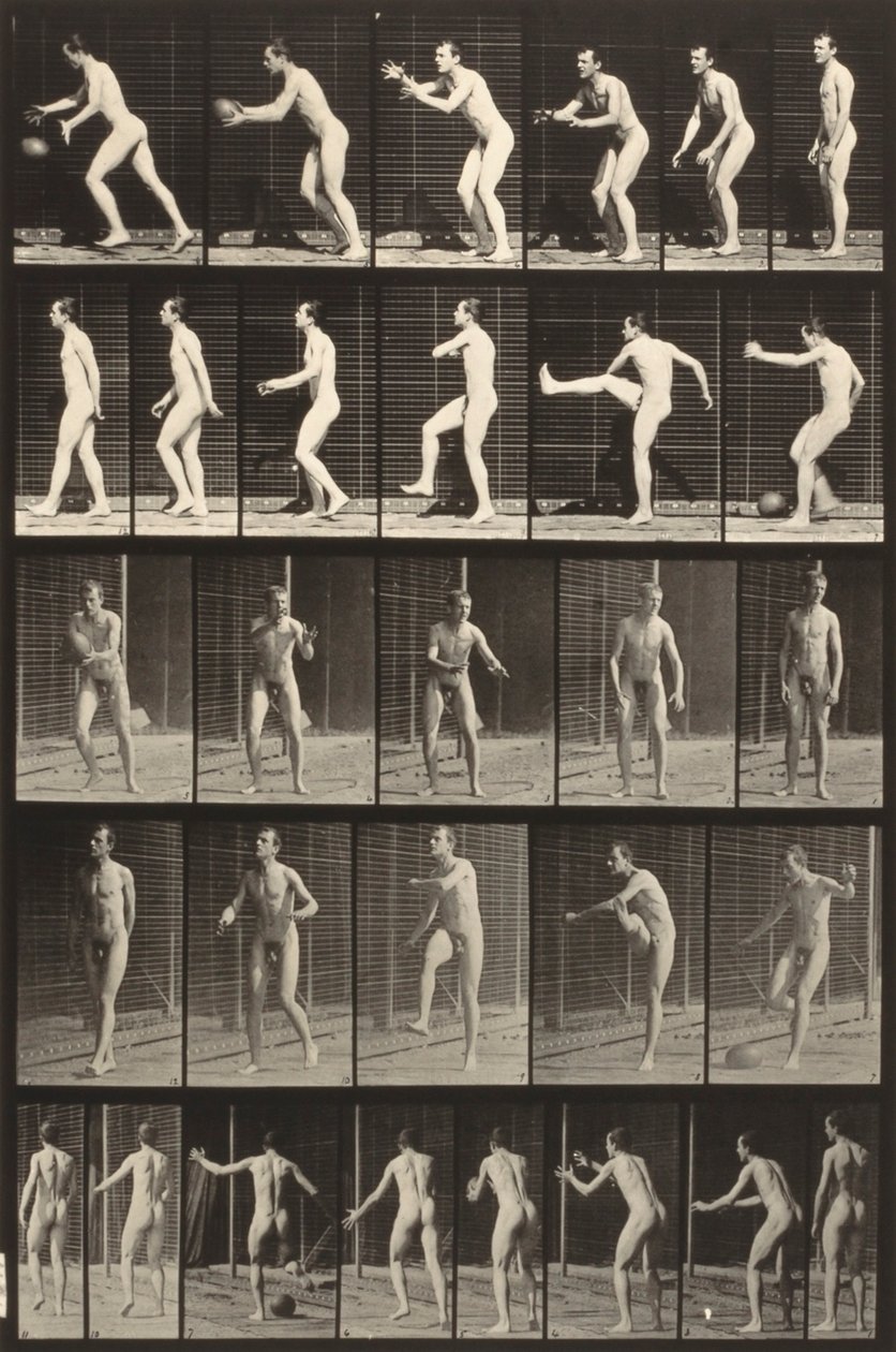 Animal Locomotion (plate 300) (Man Kicking a Ball) by Eadweard Muybridge