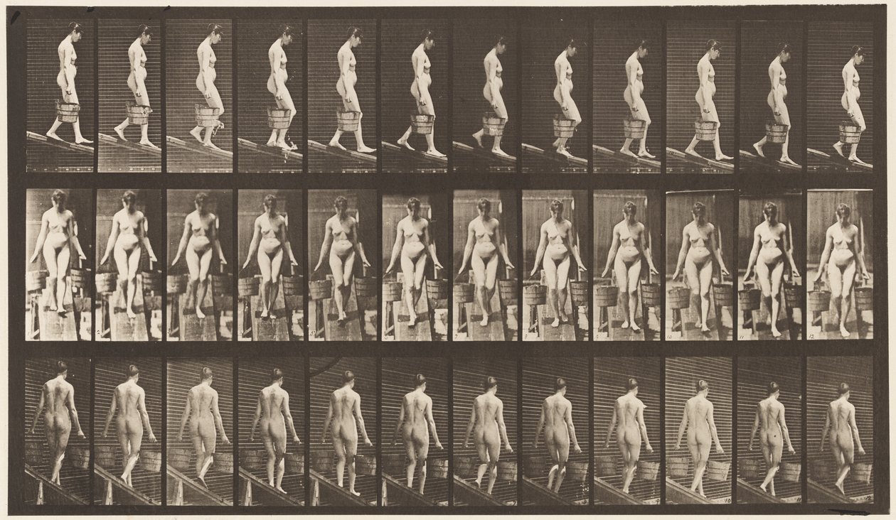 Plate 121. Descending Incline, Bucket of Water in Each Hand by Eadweard Muybridge