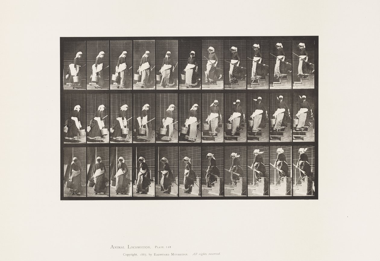 Descending Stairs, Turning Carrying Bucket of Water by Eadweard Muybridge