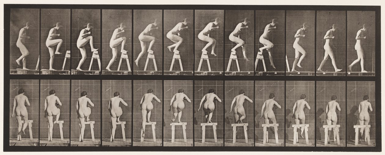 Plate 178. Stepping On and Over a Trestle by Eadweard Muybridge