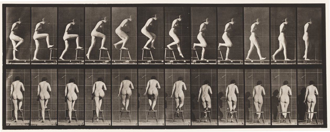 Plate 180. Stepping On and Over a Chair by Eadweard Muybridge
